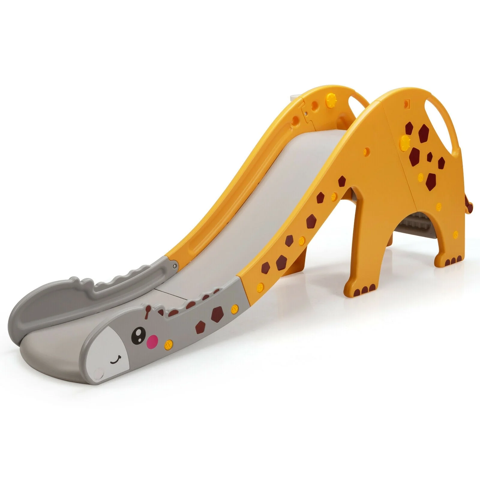 3-in-1 Kids Climber Slide Play Set with Basketball Hoop-Yellow - Image 5