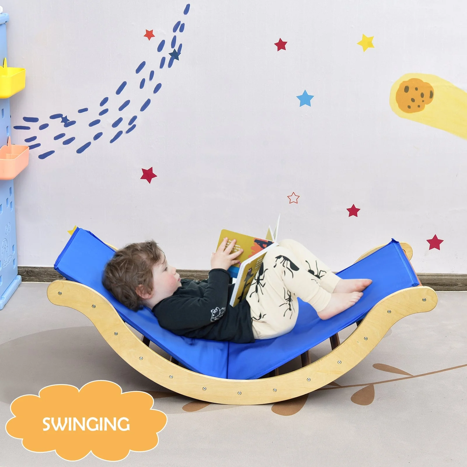 3-in-1 Kids Wooden Arch Triangle Rocker Climber Set with Ramp and Mat - Image 8