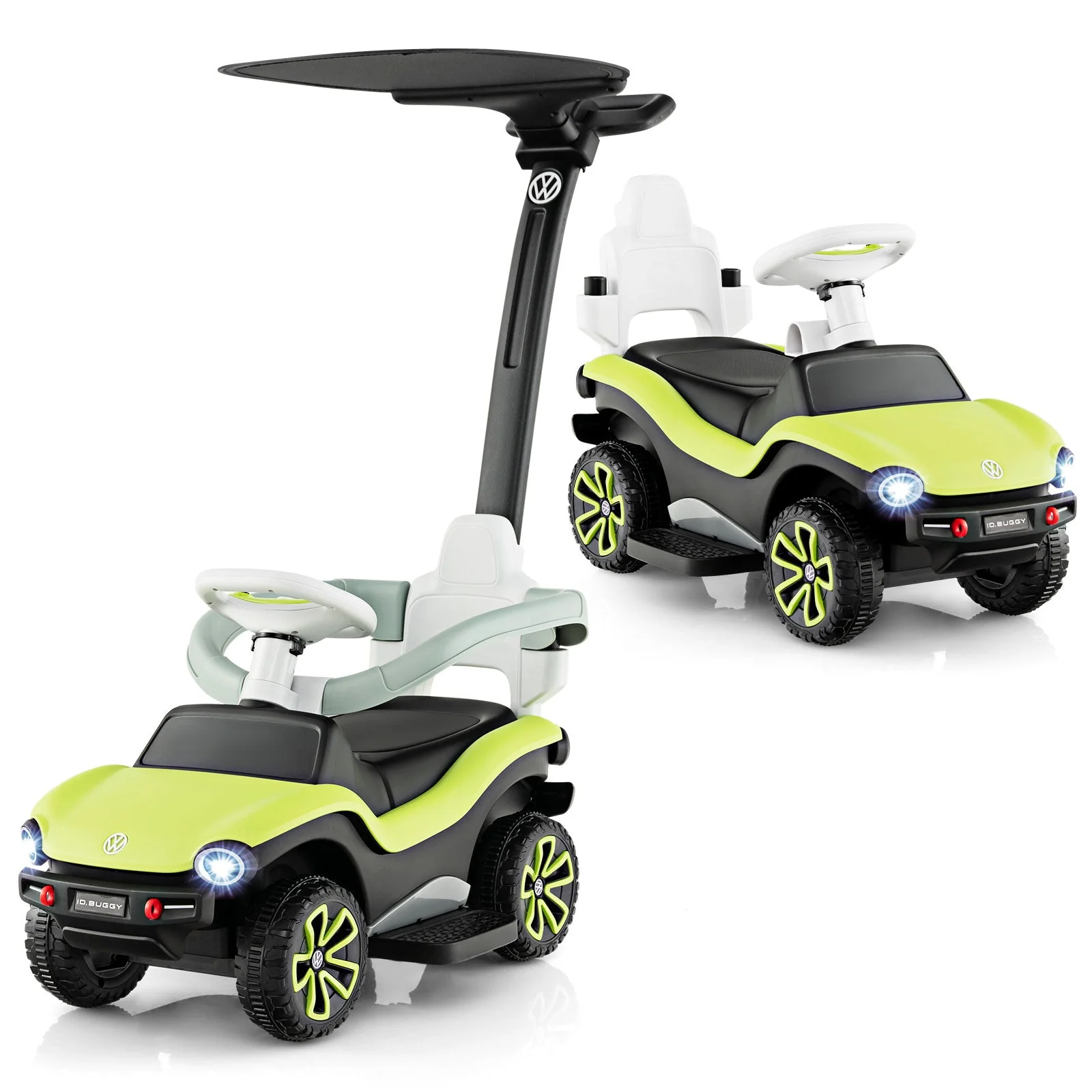 3-in-1 Licensed Volkswagen Ride on Push Car with 3-Position Adjustable Push Handle-Green - Image 2