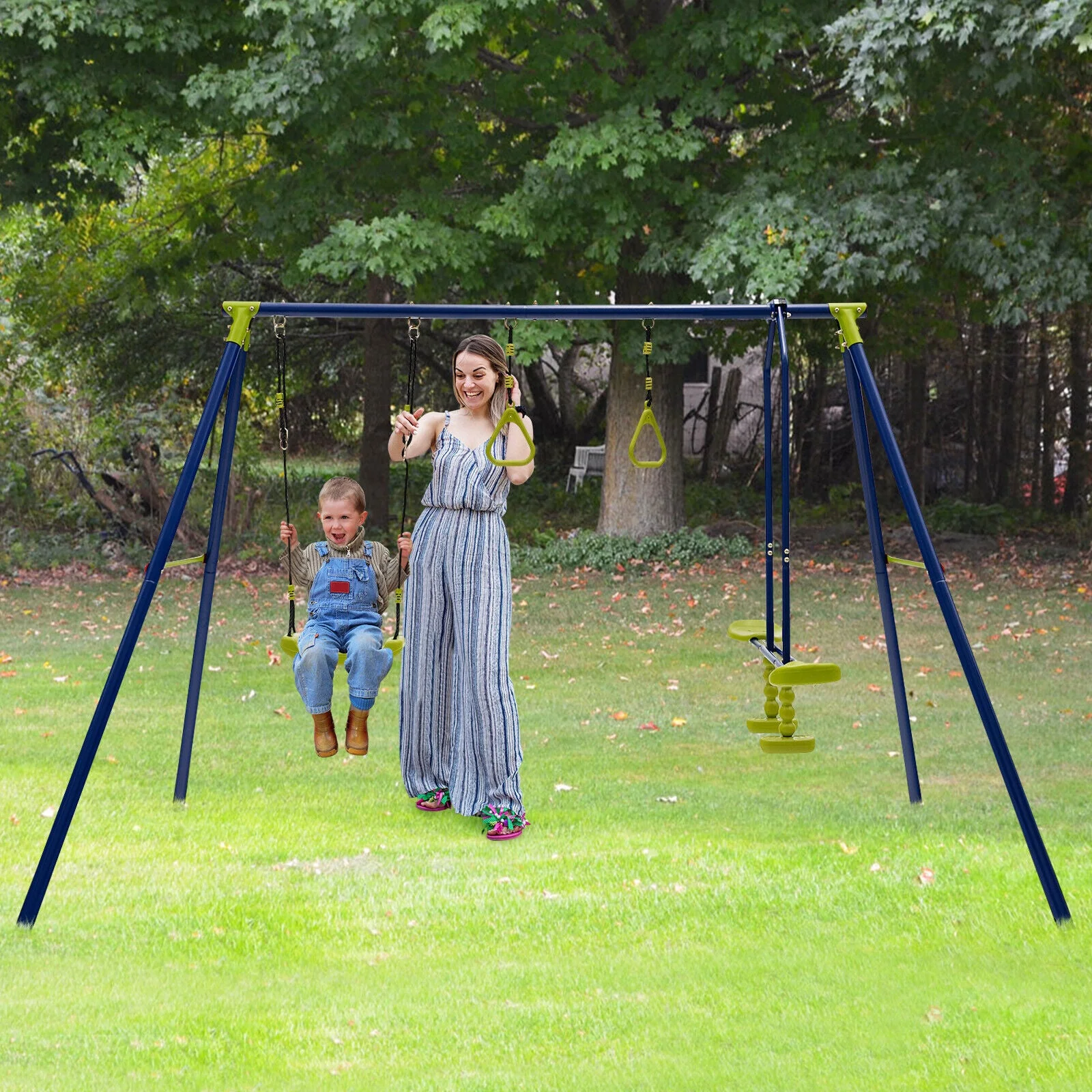 3-in-1 Outdoor Swing Set for Kids Aged 3 to 10 - Image 2