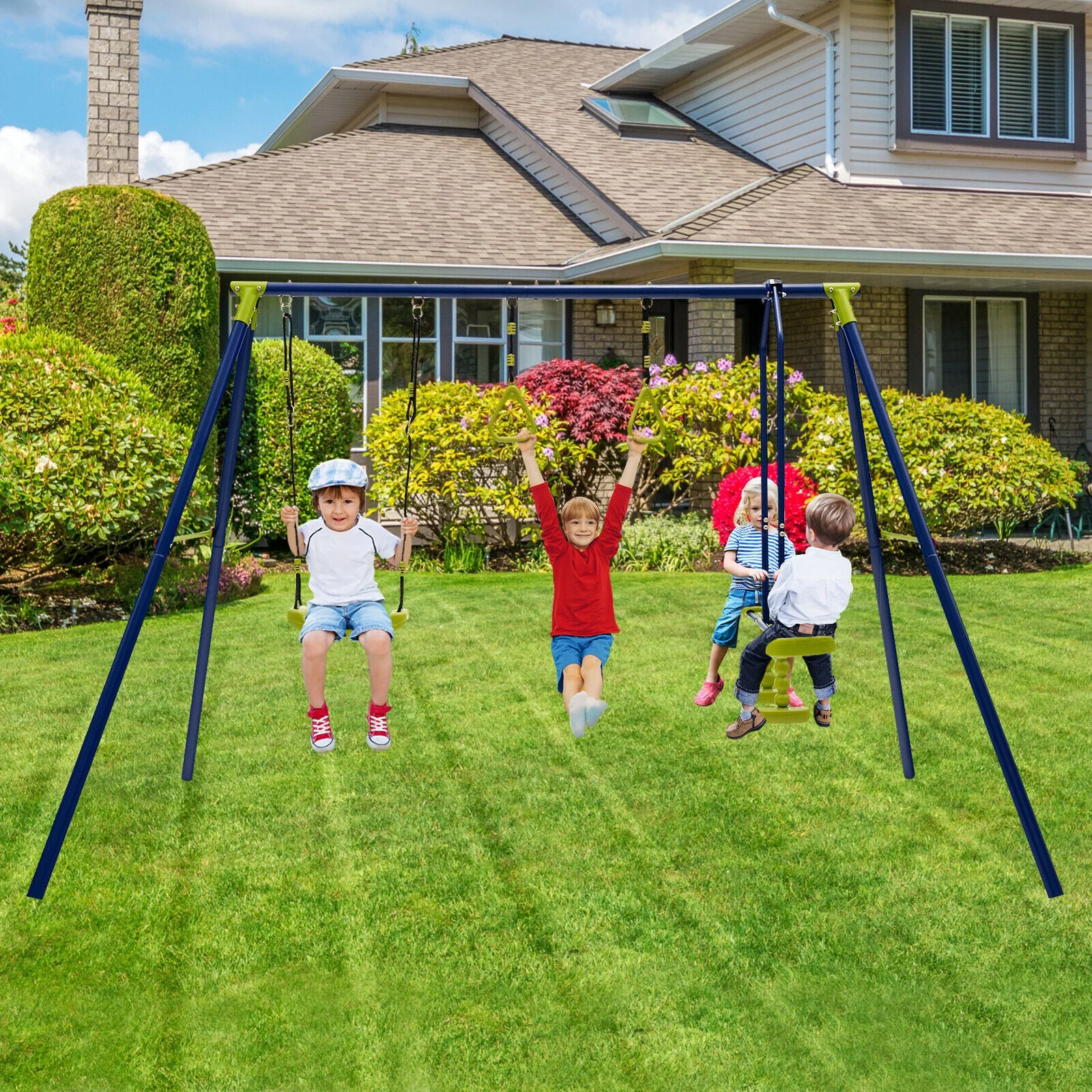 3-in-1 Outdoor Swing Set for Kids Aged 3 to 10 - Image 7