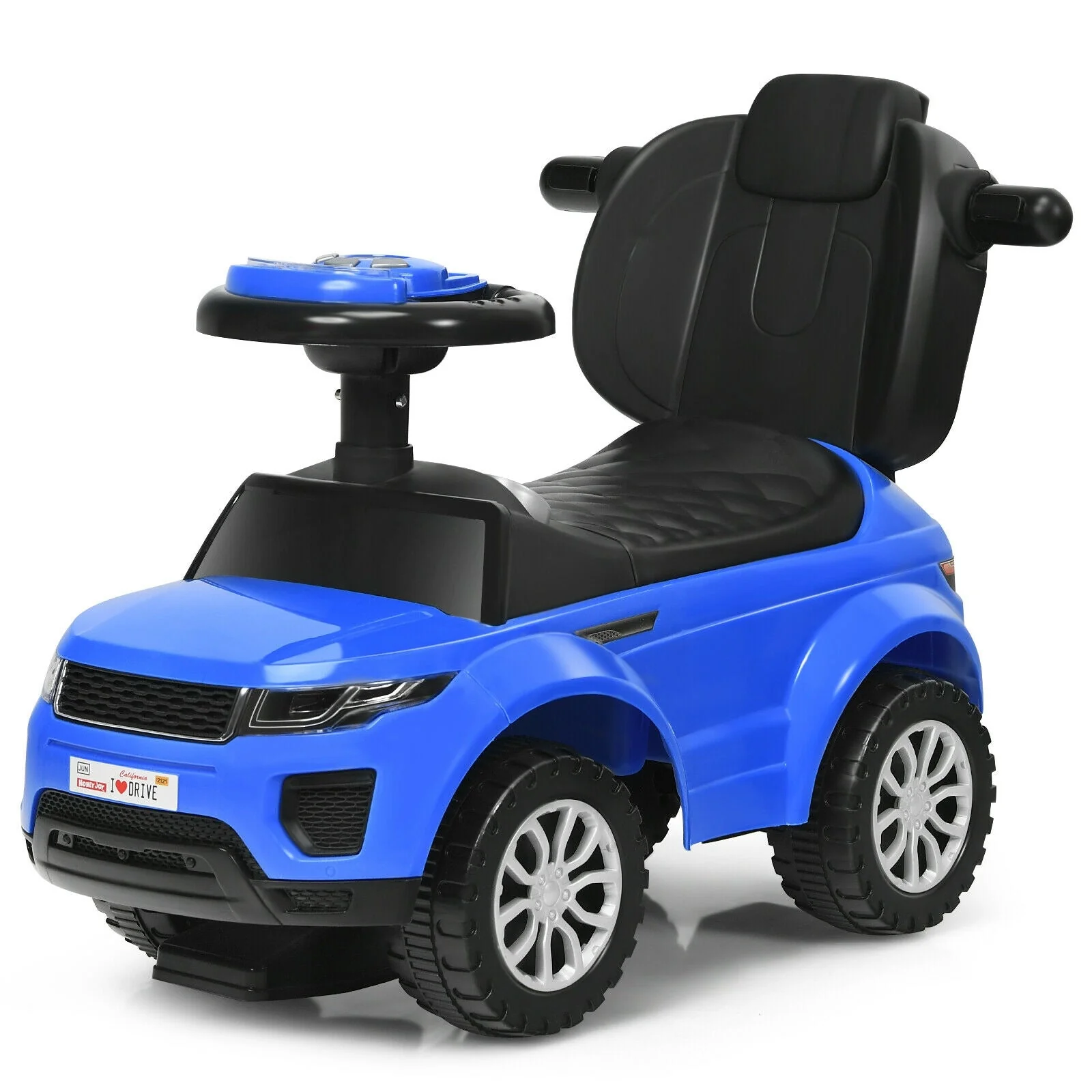 3 In 1 Ride on Push Car Toddler Stroller Sliding Car with Music-Blue - Image 3