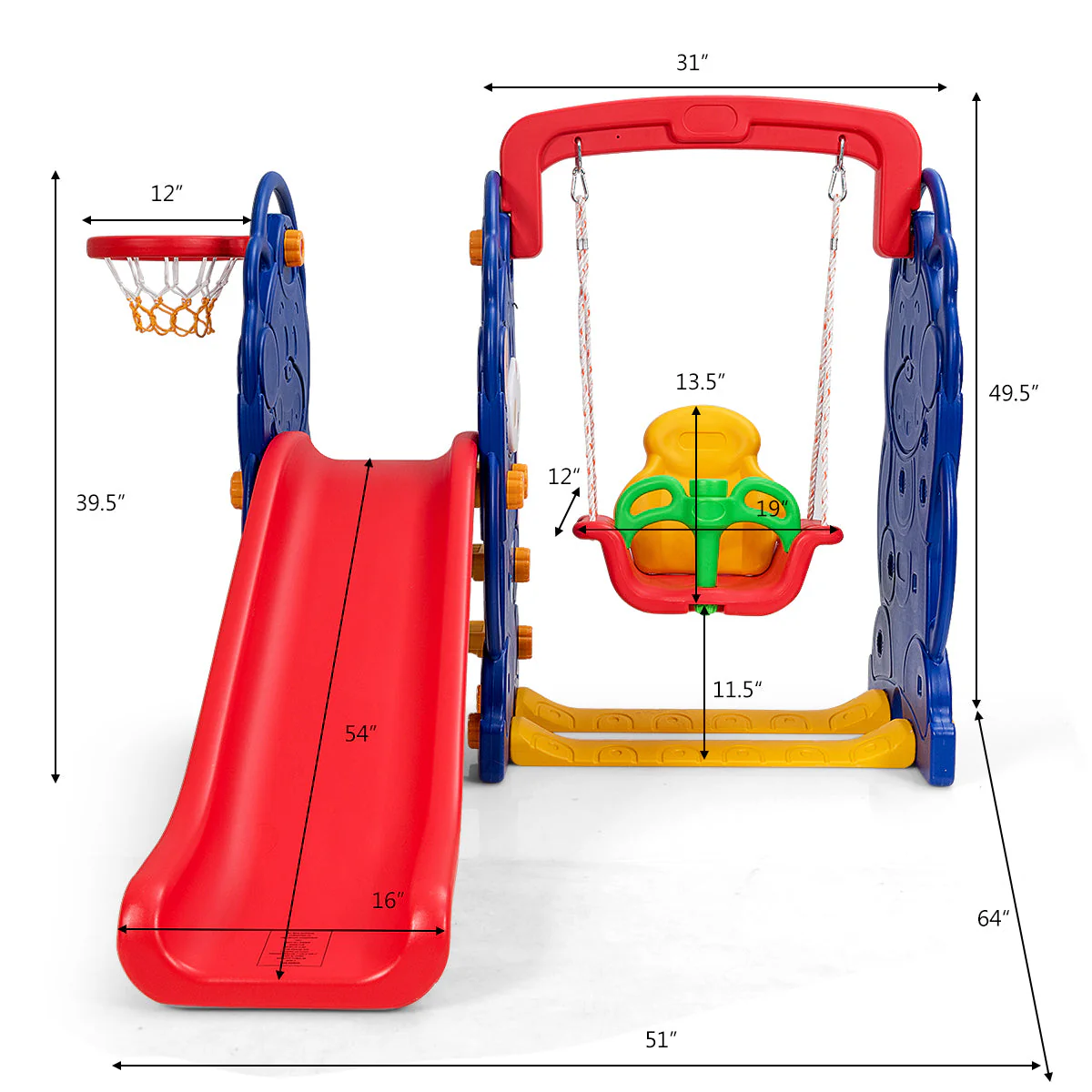 3-in-1 Toddler Climber and Swing Playset - Image 5