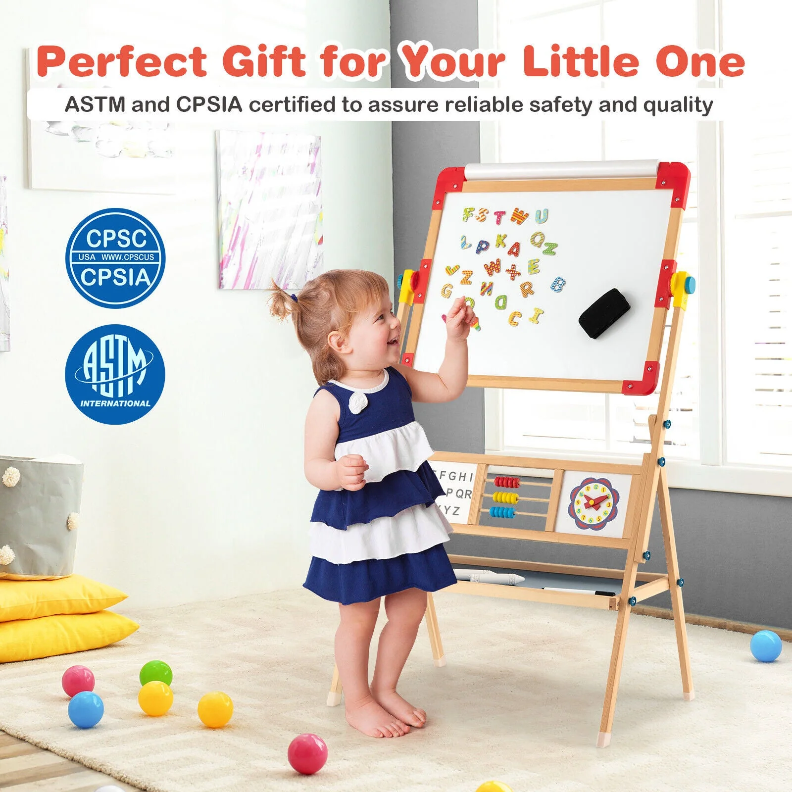 3-in-1 Wooden Art Easel for Kids with Drawing Paper Roll - Image 2