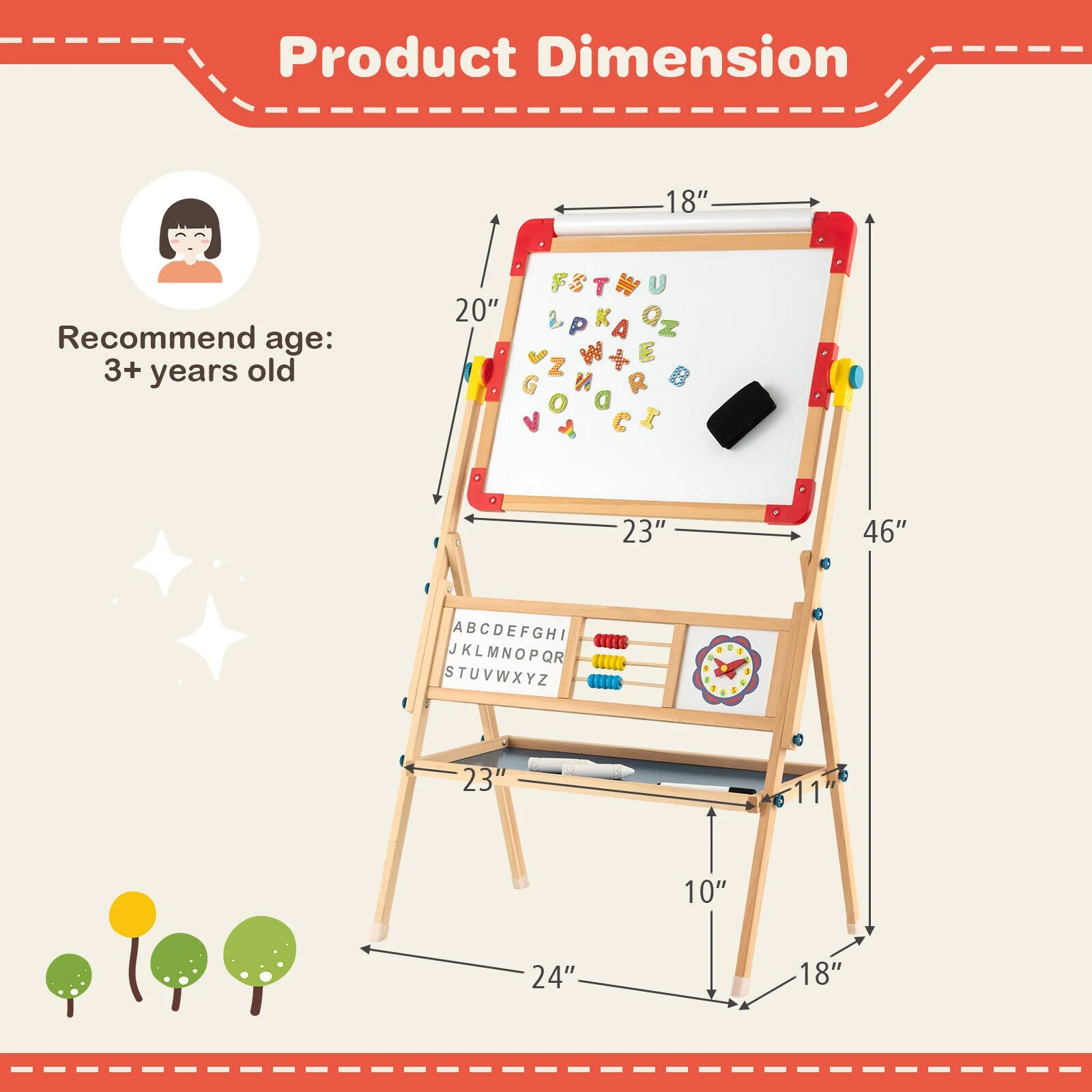3-in-1 Wooden Art Easel for Kids with Drawing Paper Roll - Image 4
