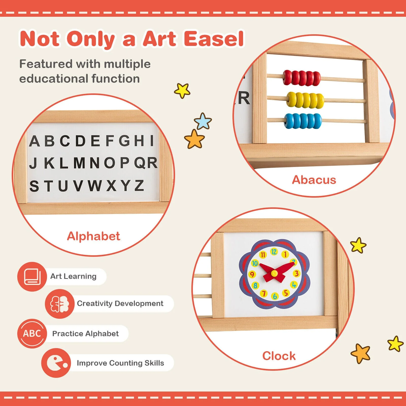 3-in-1 Wooden Art Easel for Kids with Drawing Paper Roll - Image 8