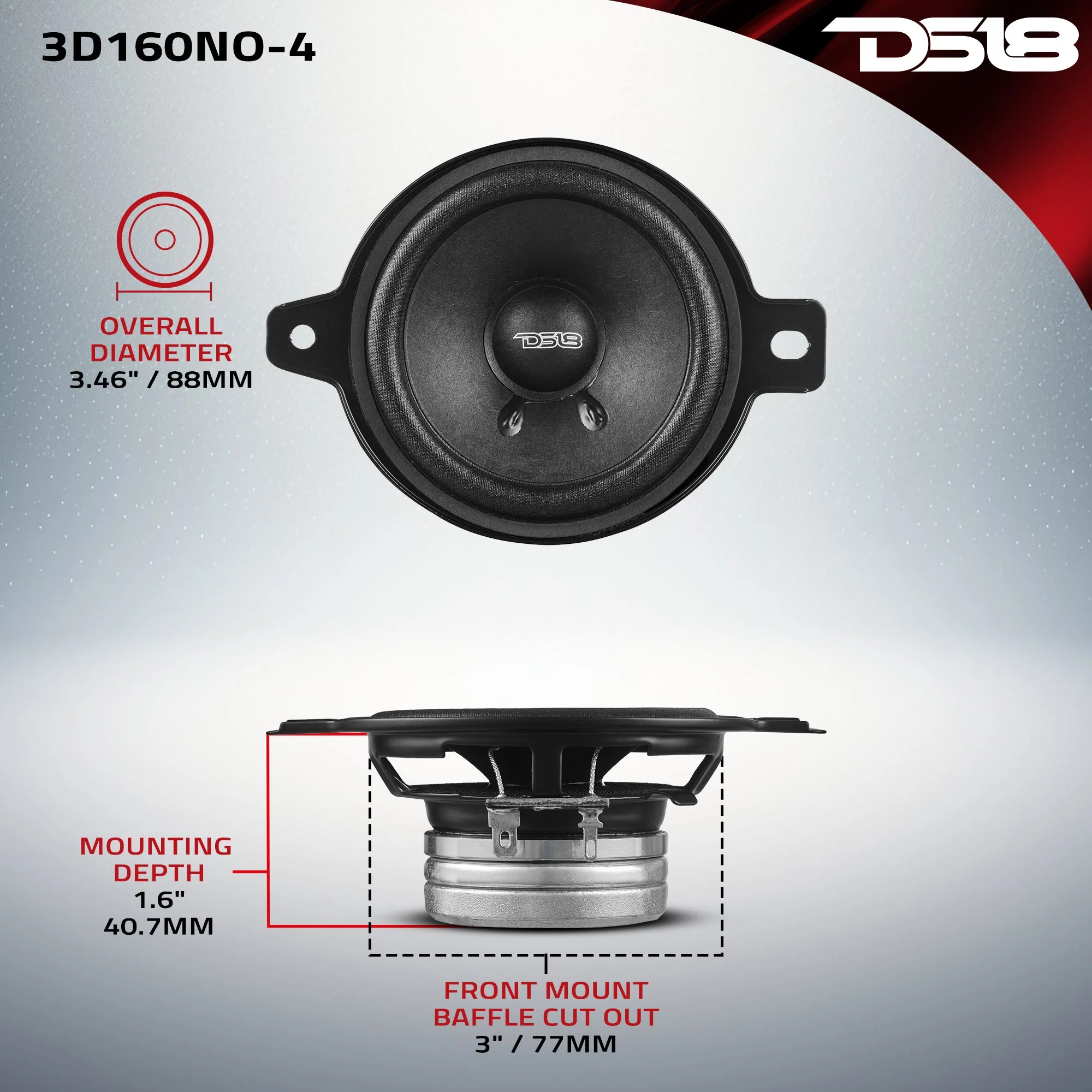 3" OEM Dashboard Loudspeaker with Neodymium Magnet | 80W RMS 4-Ohm - Image 7