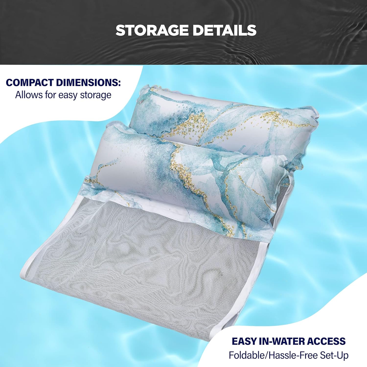 [3 Pack] Premium Pool Floats Inflatable Water Loungers - Swimming Hammock for Adults with Mesh Bottom Seat (Bulk Pack) - Image 6