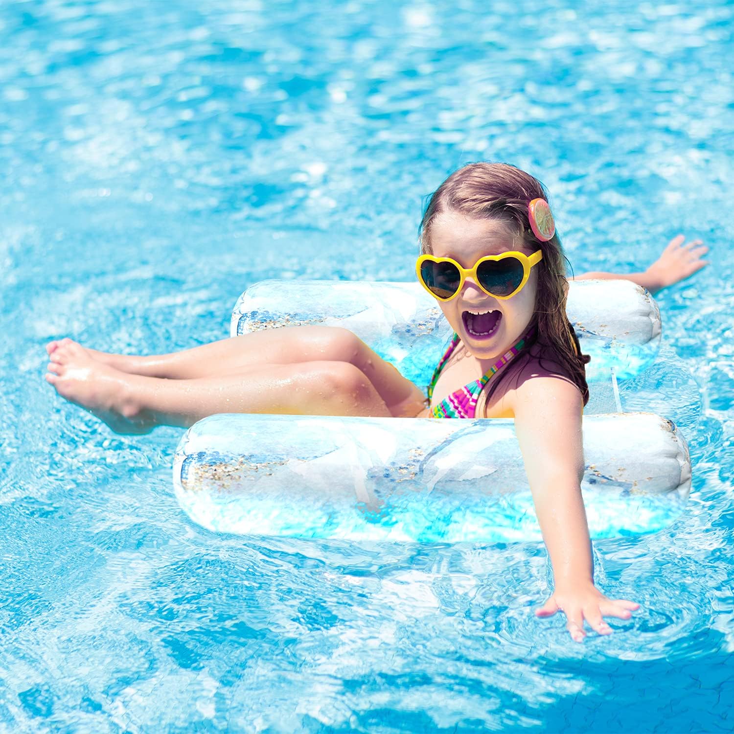[3 Pack] Premium Pool Floats Inflatable Water Loungers - Swimming Hammock for Adults with Mesh Bottom Seat (Bulk Pack) - Image 7