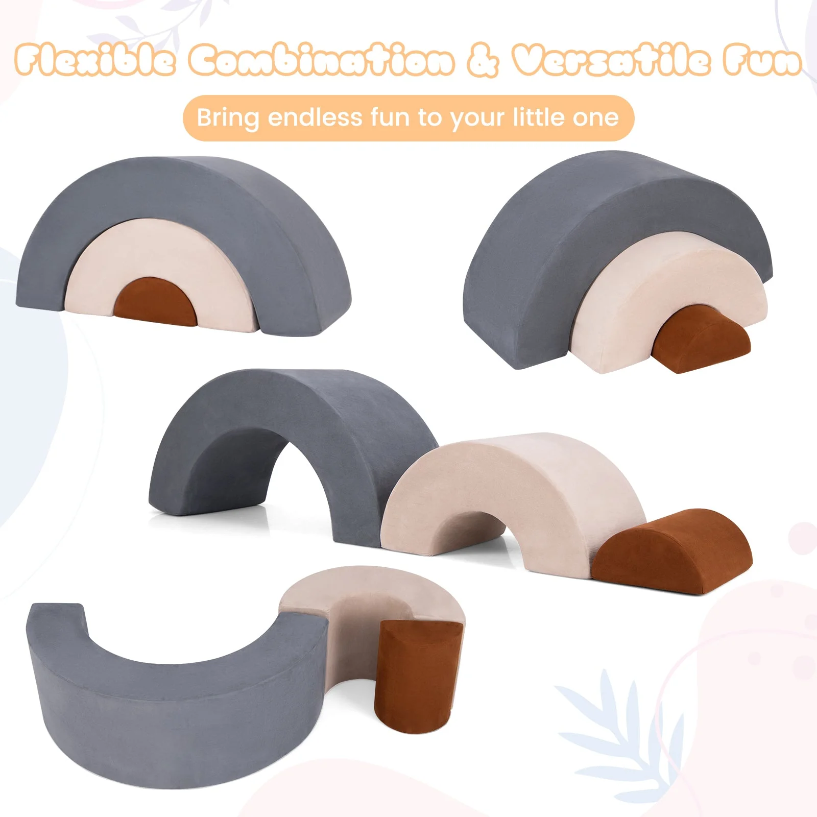 3 Piece Toddlers Climbing Toys Indoor Soft Play Equipment Playset-Grey - Image 7