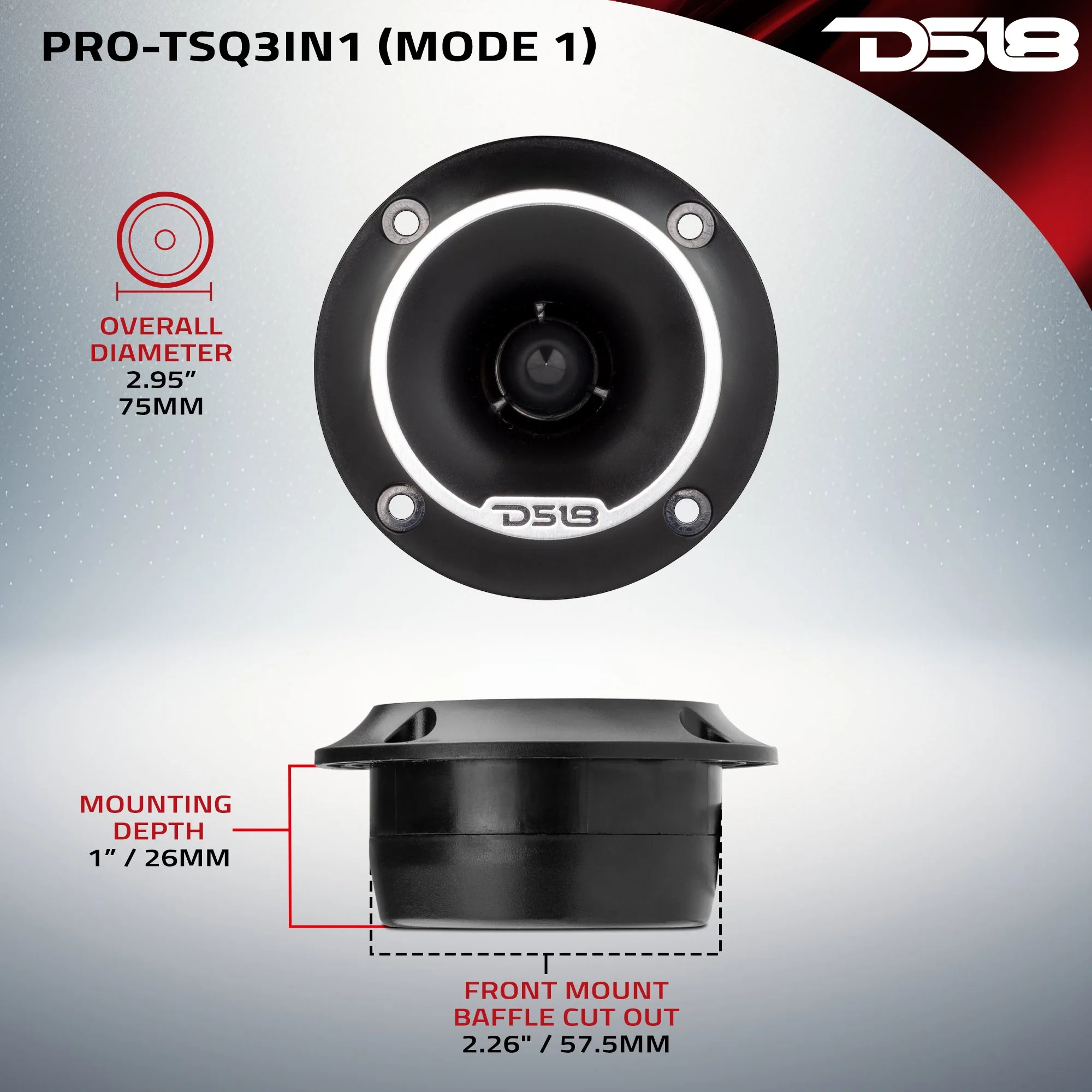 3" Surface/Flush/Angle High Compression Neodymium Super Bullet Tweeter 100 Watts 1" Aluminum 4-Ohm Vc - Image 7