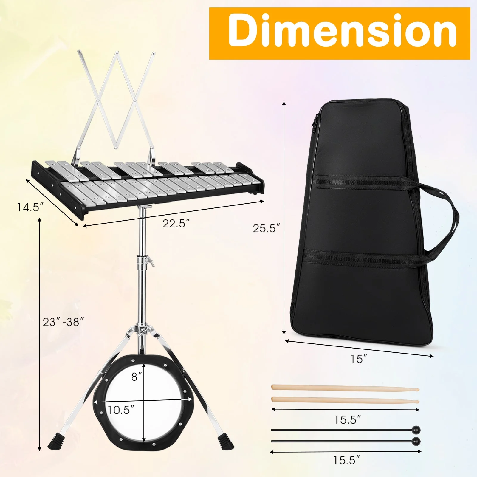 30 Notes Percussion with Practice Pad Mallets Sticks Stand - Image 5