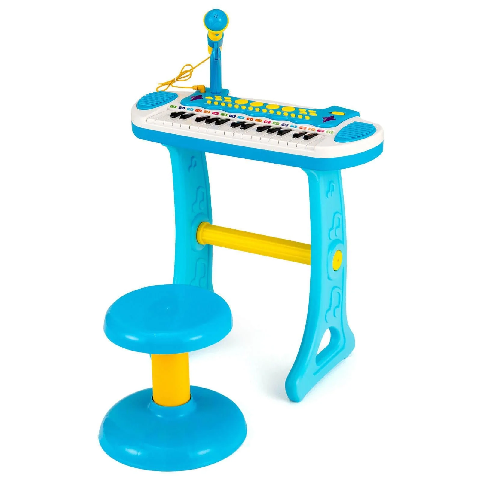 31-Key Kids Piano Keyboard Toy with Microphone and Multiple Sounds for Age 3+-Blue - Image 3