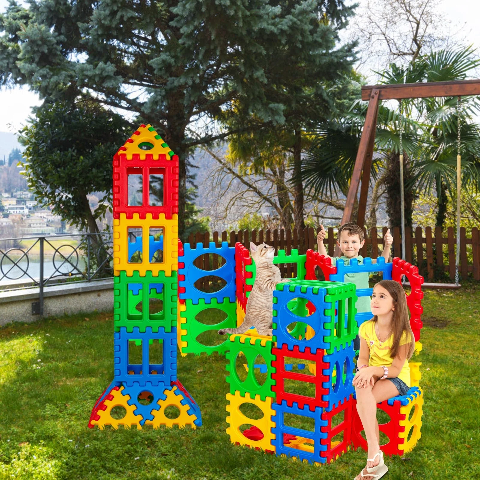 32 Pieces Big Waffle Block Set Kids Educational Stacking Building Toy - Image 2