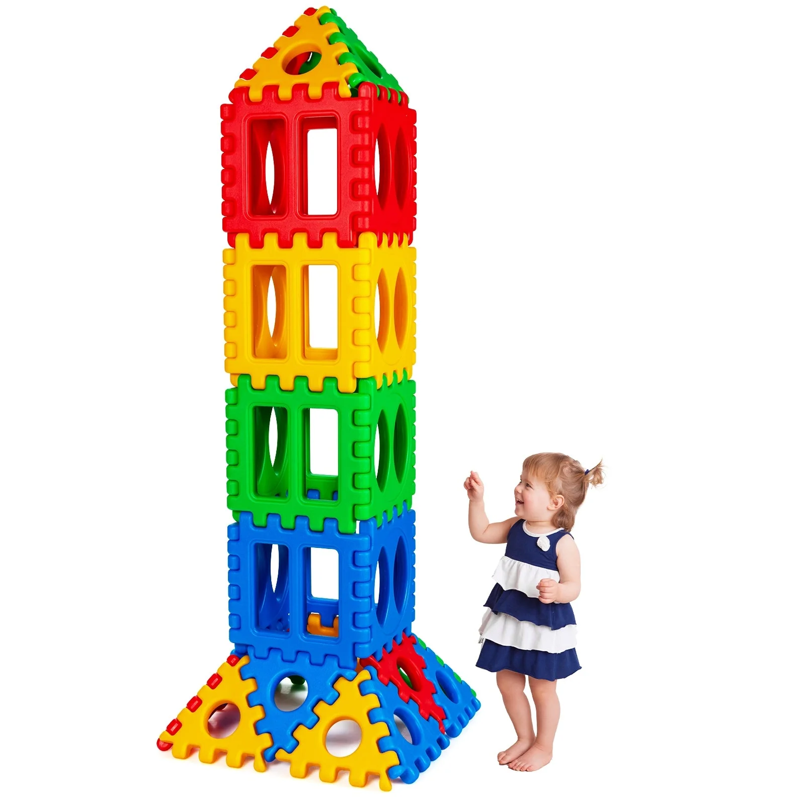 32 Pieces Big Waffle Block Set Kids Educational Stacking Building Toy - Image 6