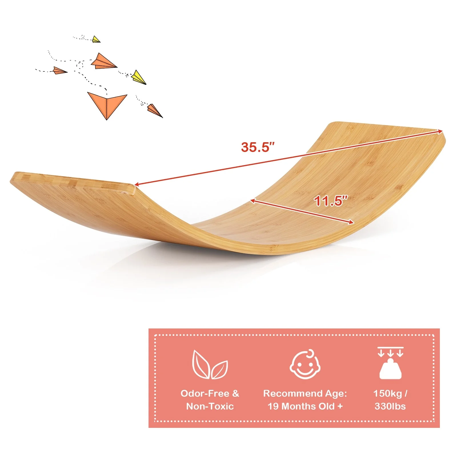 35.5 Inch Wooden Wobble Balance Board for Toddler and Adult - Image 5