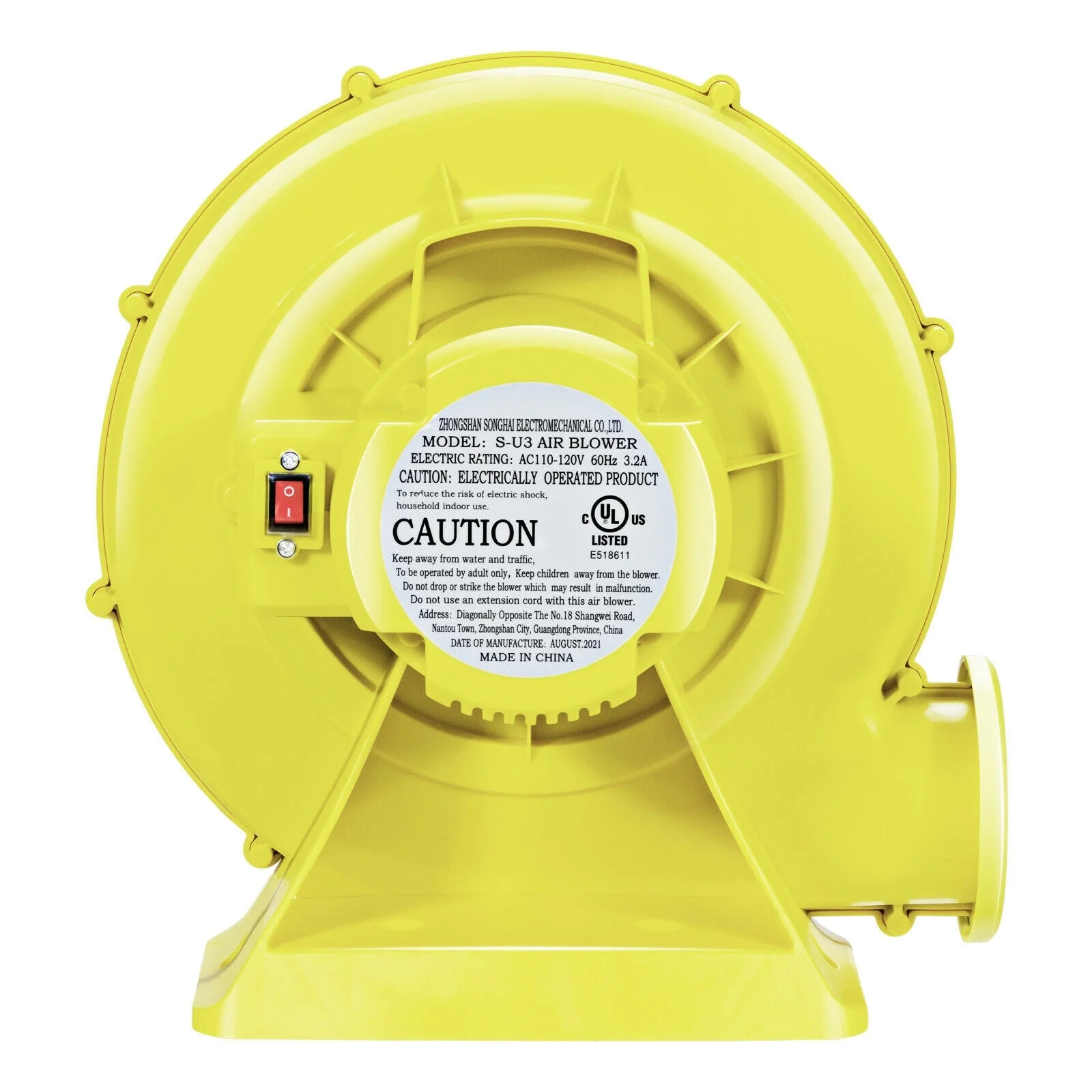 350 Watt 0.5 HP Air Blower Pump Fan for Inflatable Bounce House and Bouncy Castle-Yellow - Image 7