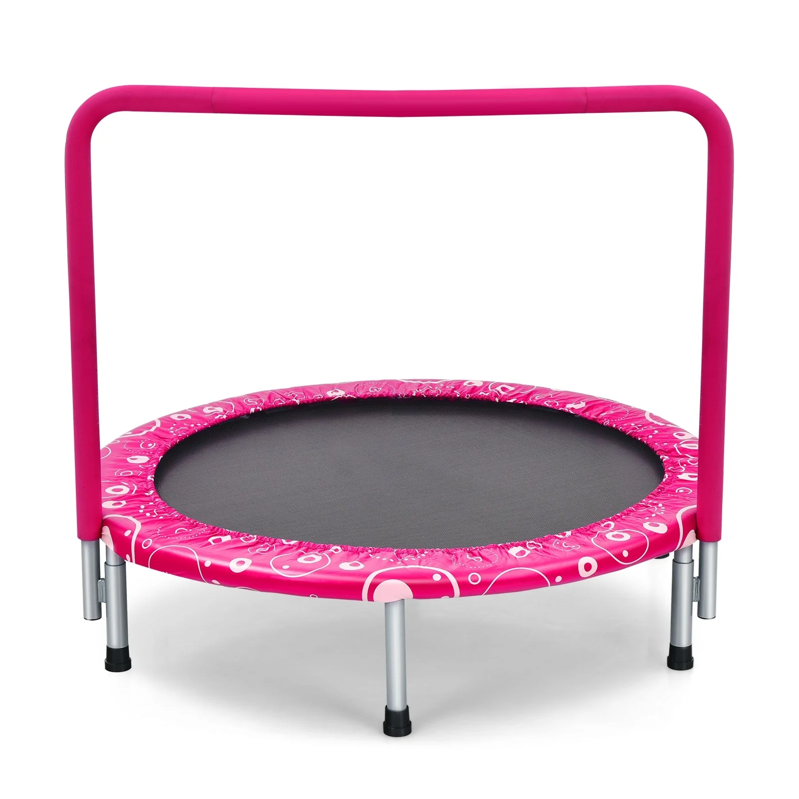 36 Inch Kids Trampoline Mini Rebounder with Full Covered Handrail-Pink - Image 3
