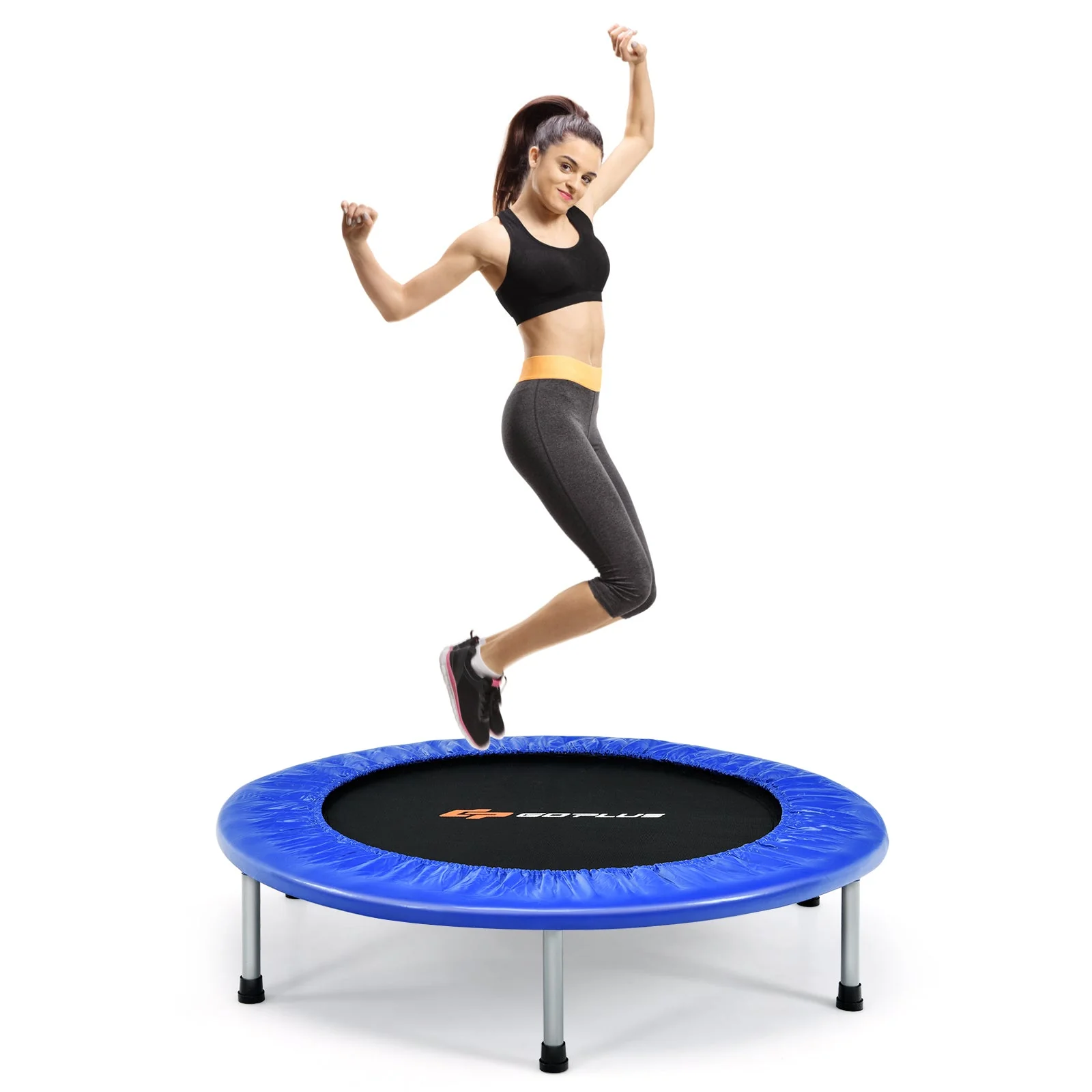 36 Inch Mini Folding Trampoline Portable Recreational Fitness Rebounder-Blue - Image 4