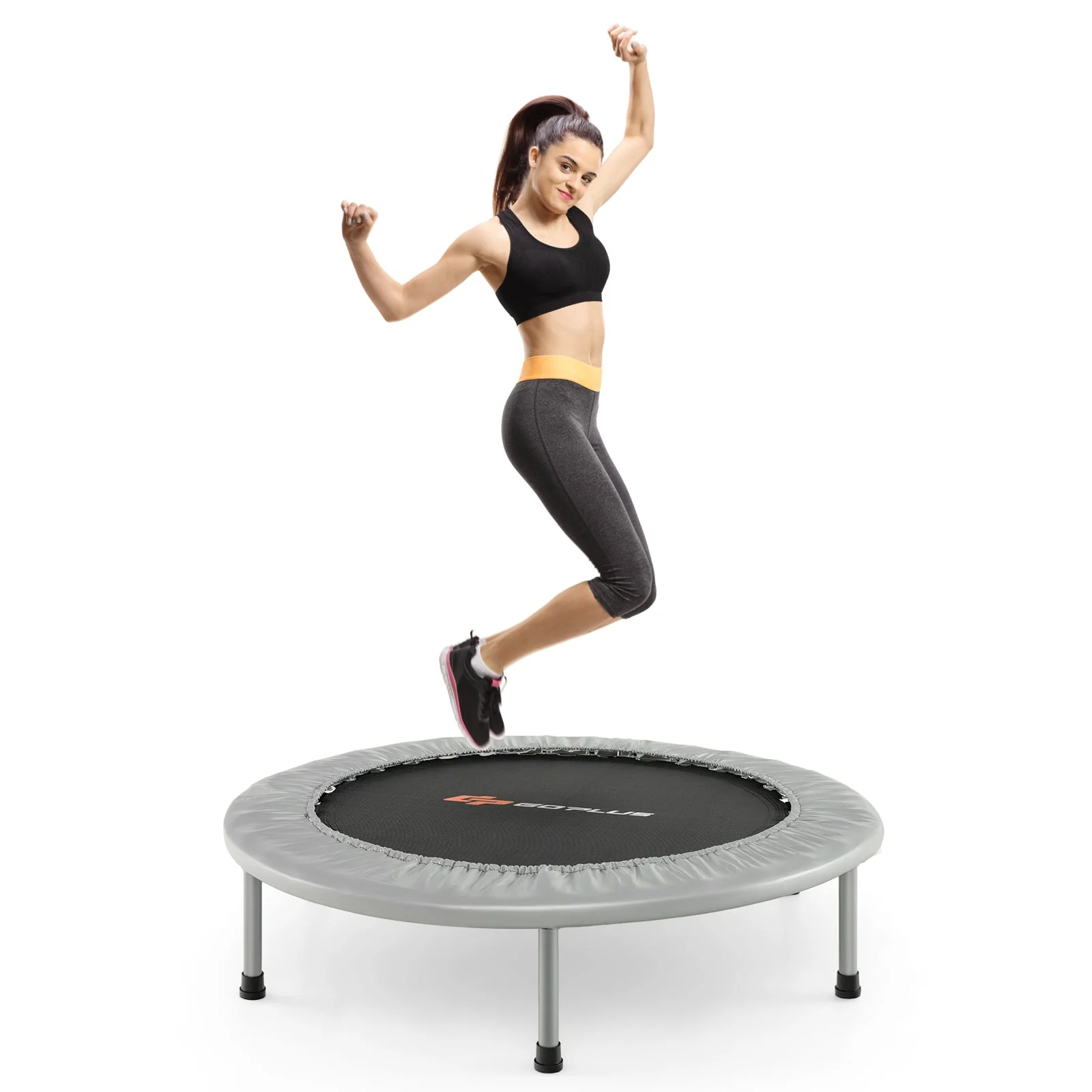 36 Inch Mini Folding Trampoline Portable Recreational Fitness Rebounder-Silver - Image 4