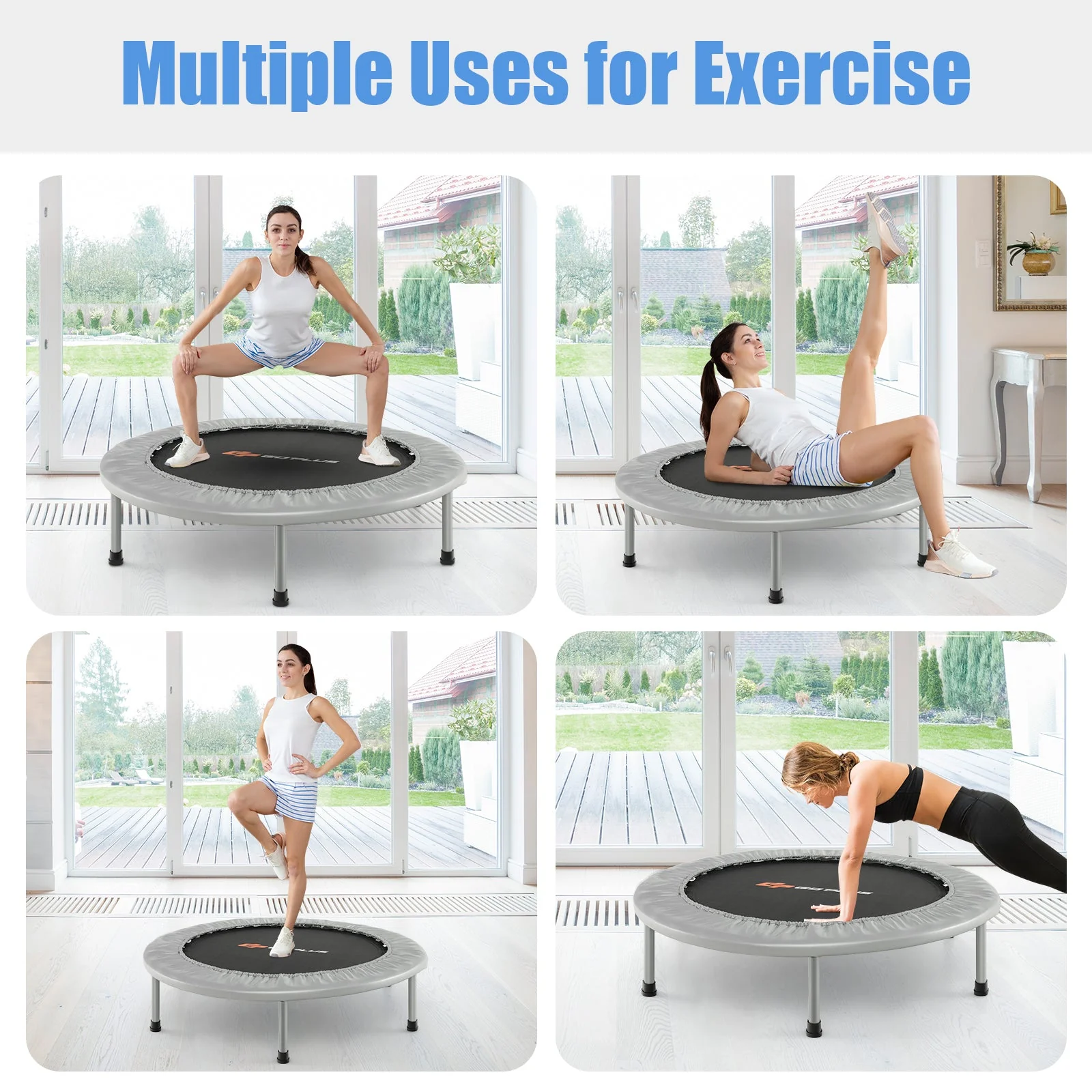 36 Inch Mini Folding Trampoline Portable Recreational Fitness Rebounder-Silver - Image 6