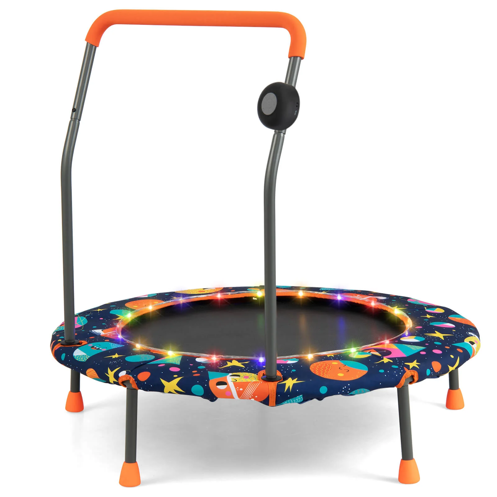 36 Inch Mini Trampoline with Colorful LED Lights and Bluetooth Speaker-Multicolor - Image 3
