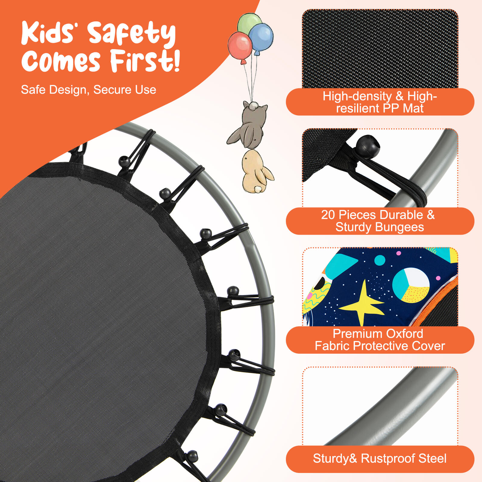 36 Inch Mini Trampoline with Colorful LED Lights and Bluetooth Speaker-Multicolor - Image 8