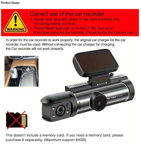 360° Dual Lens Car Dash Cam - Image 3