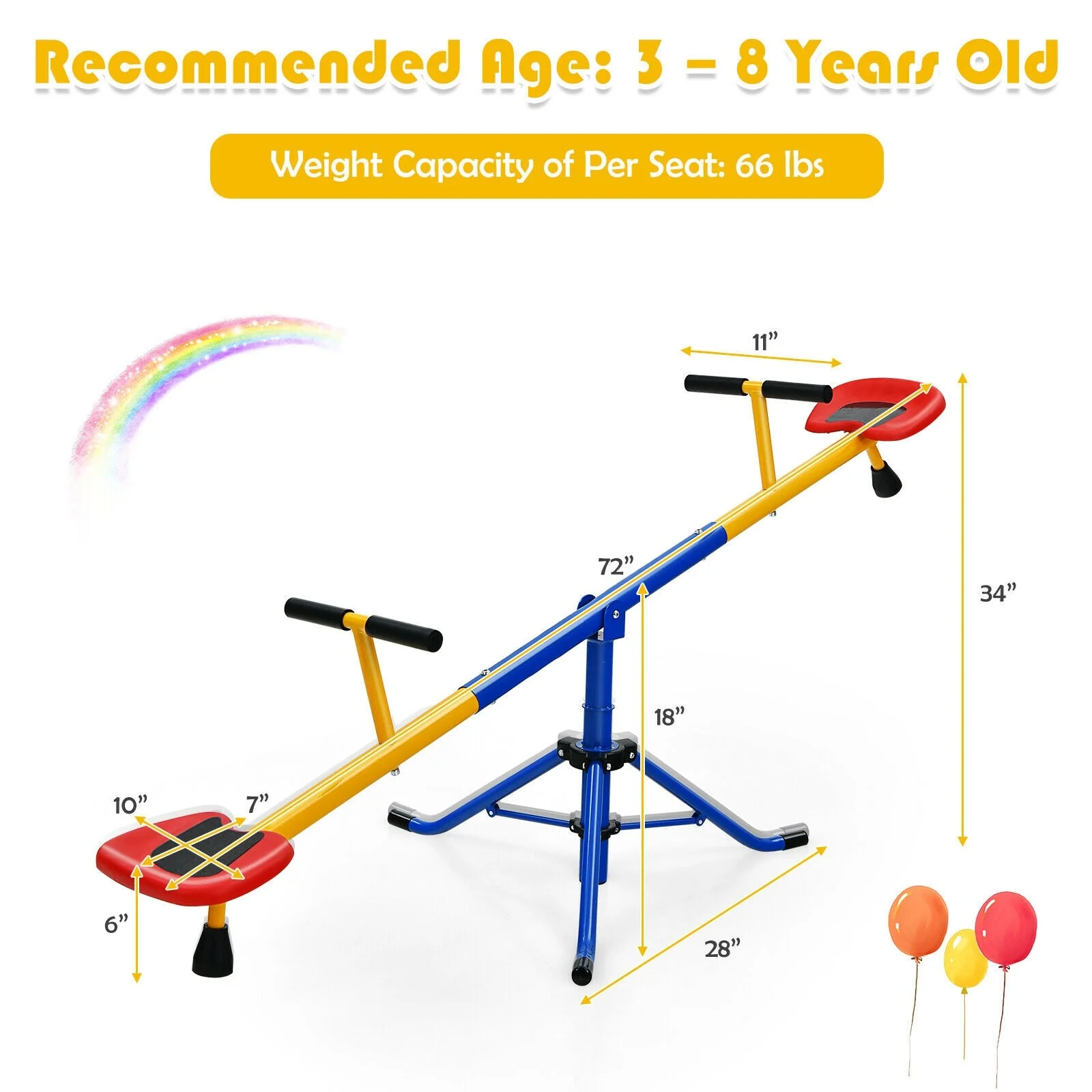 360°Rotation Kids Seesaw Swivel Teeter Totter Playground Equipment - Image 5