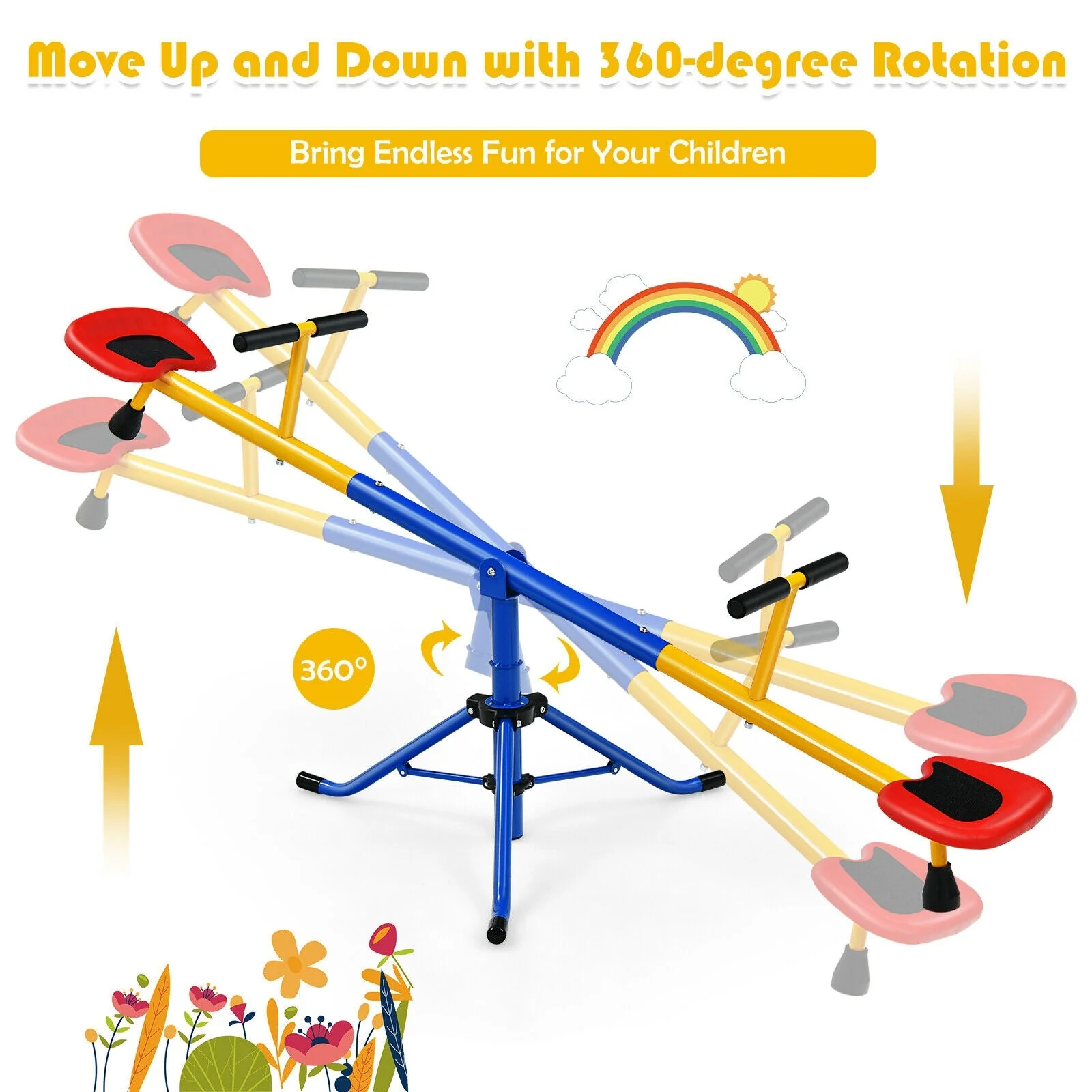 360°Rotation Kids Seesaw Swivel Teeter Totter Playground Equipment - Image 8