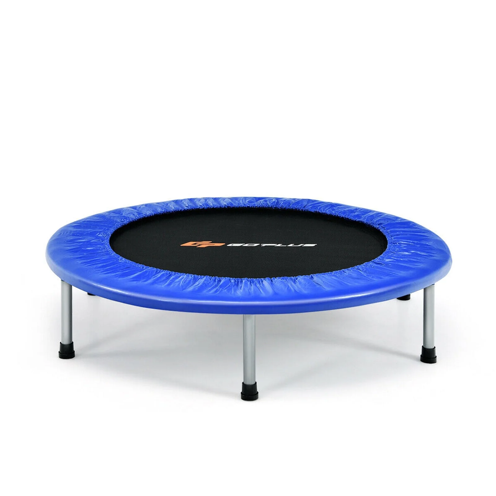 38 Inch Mini Folding Trampoline Portable Leisure Fitness Backboard-Blue - Image 3