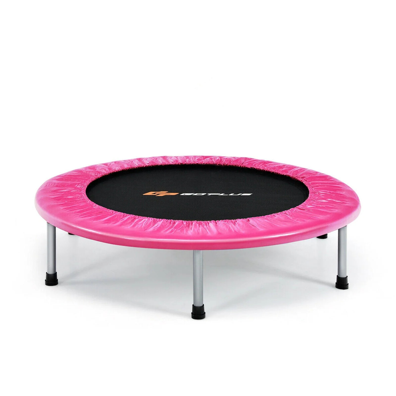38 Inch Mini Folding Trampoline Portable Leisure Fitness Backboard-Pink - Image 3