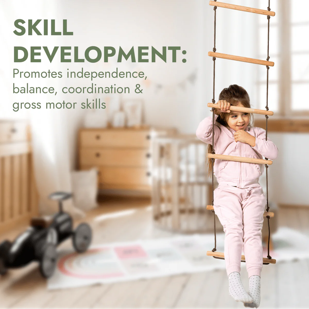 3in1 Swing & Climbing Set: Rope Ladder, Gym Rings & Disc Swing - Image 5