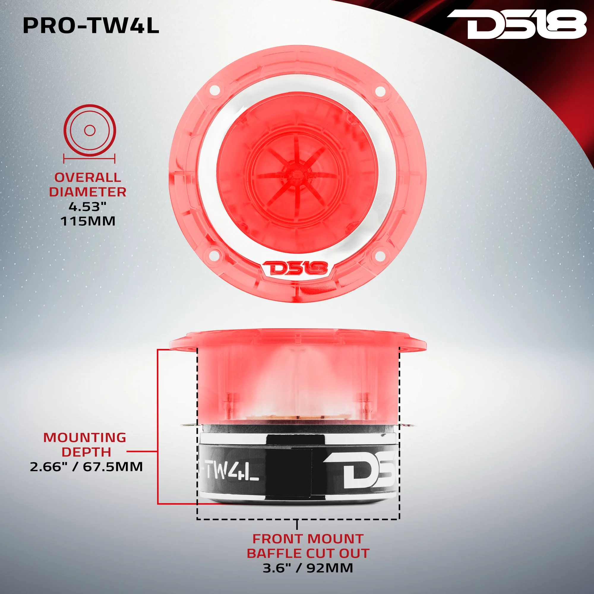 4.5" Super Bullet Tweeter 280 Watts 1.75" Titanium 4-Ohm Vc with RGB LED Lights - Image 8