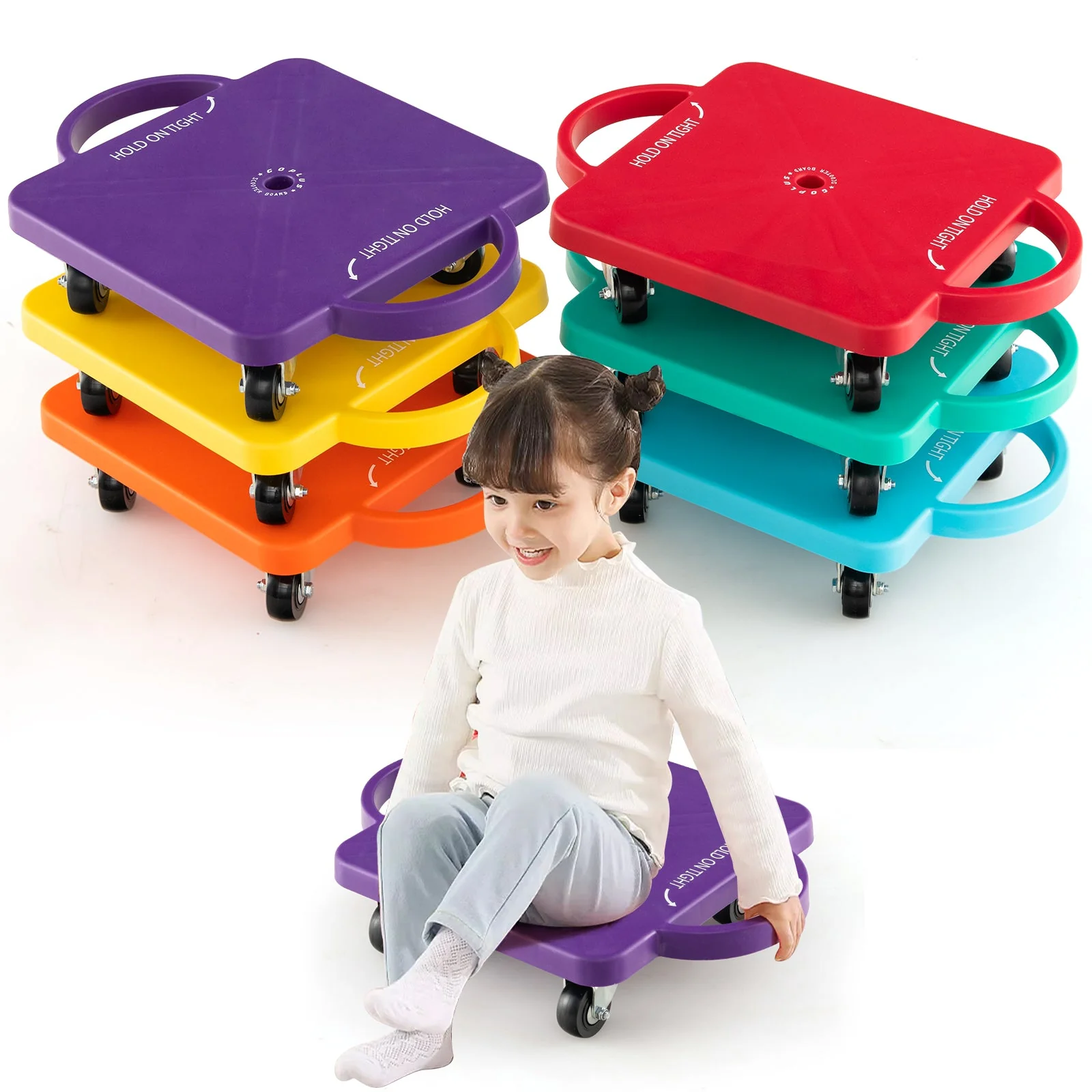 4/6-Pack Kids Scooter Board with Handles and Non-Marring Casters-6 Pack - Image 4