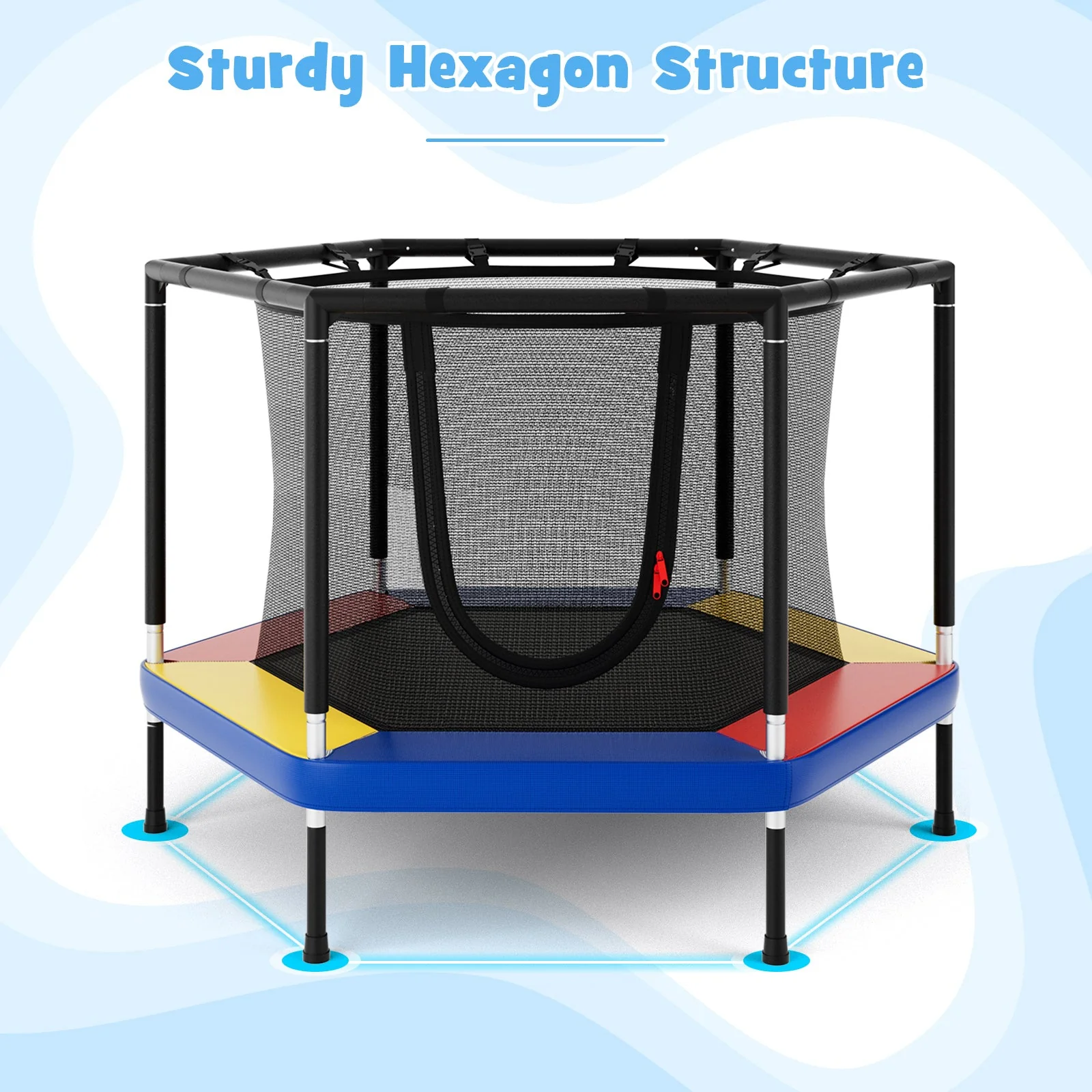 4 FT Small Toddler Recreational Trampoline with Safety Enclosure Net-Colorful - Image 5