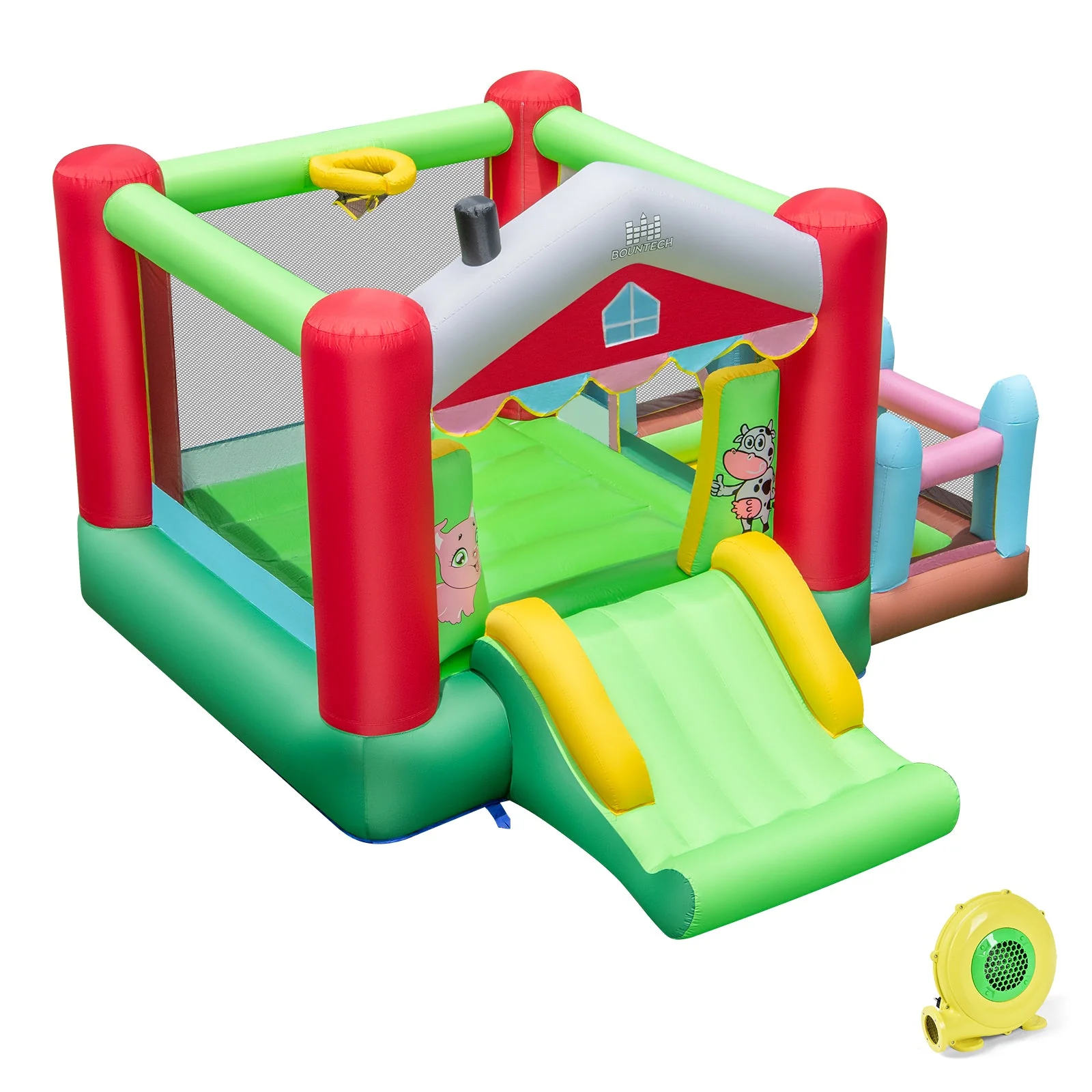 4-in-1 Inflatable Bounce House with Basketball Hoop and 480W Blower - Image 3