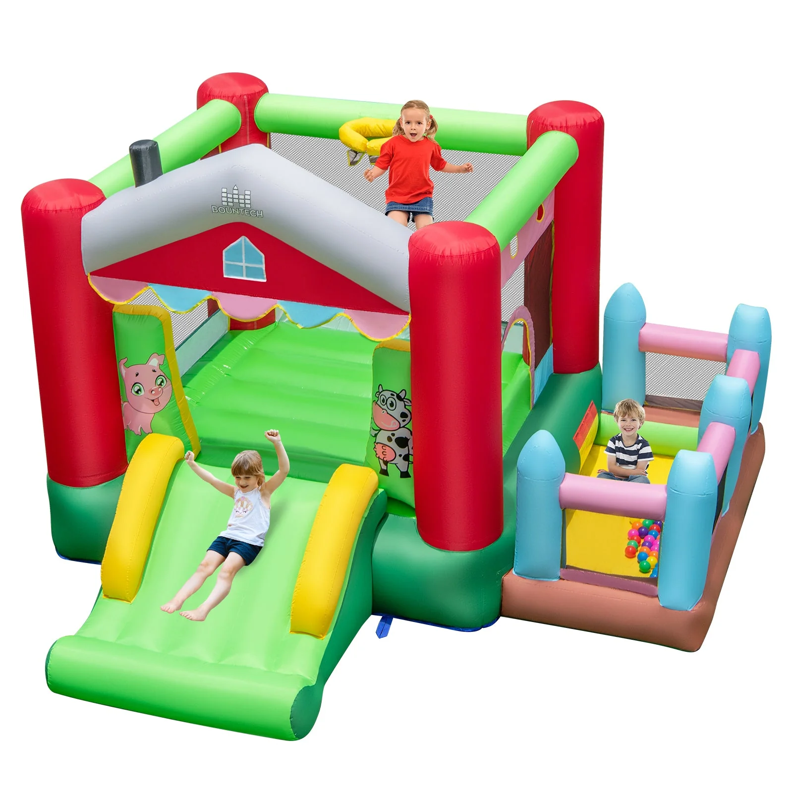 4-in-1 Inflatable Bounce House with Basketball Hoop and 480W Blower - Image 4