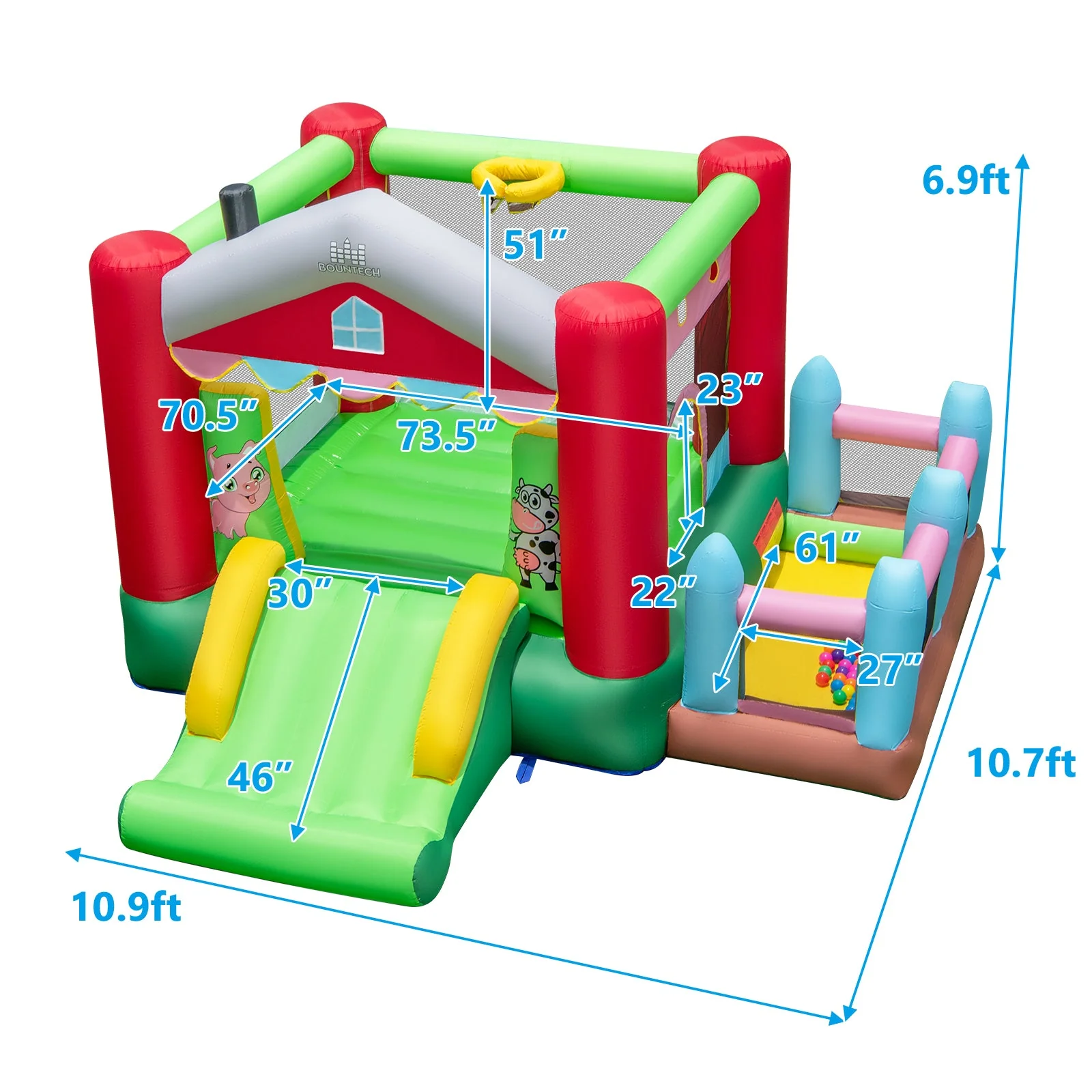 4-in-1 Inflatable Bounce House with Basketball Hoop and 480W Blower - Image 5
