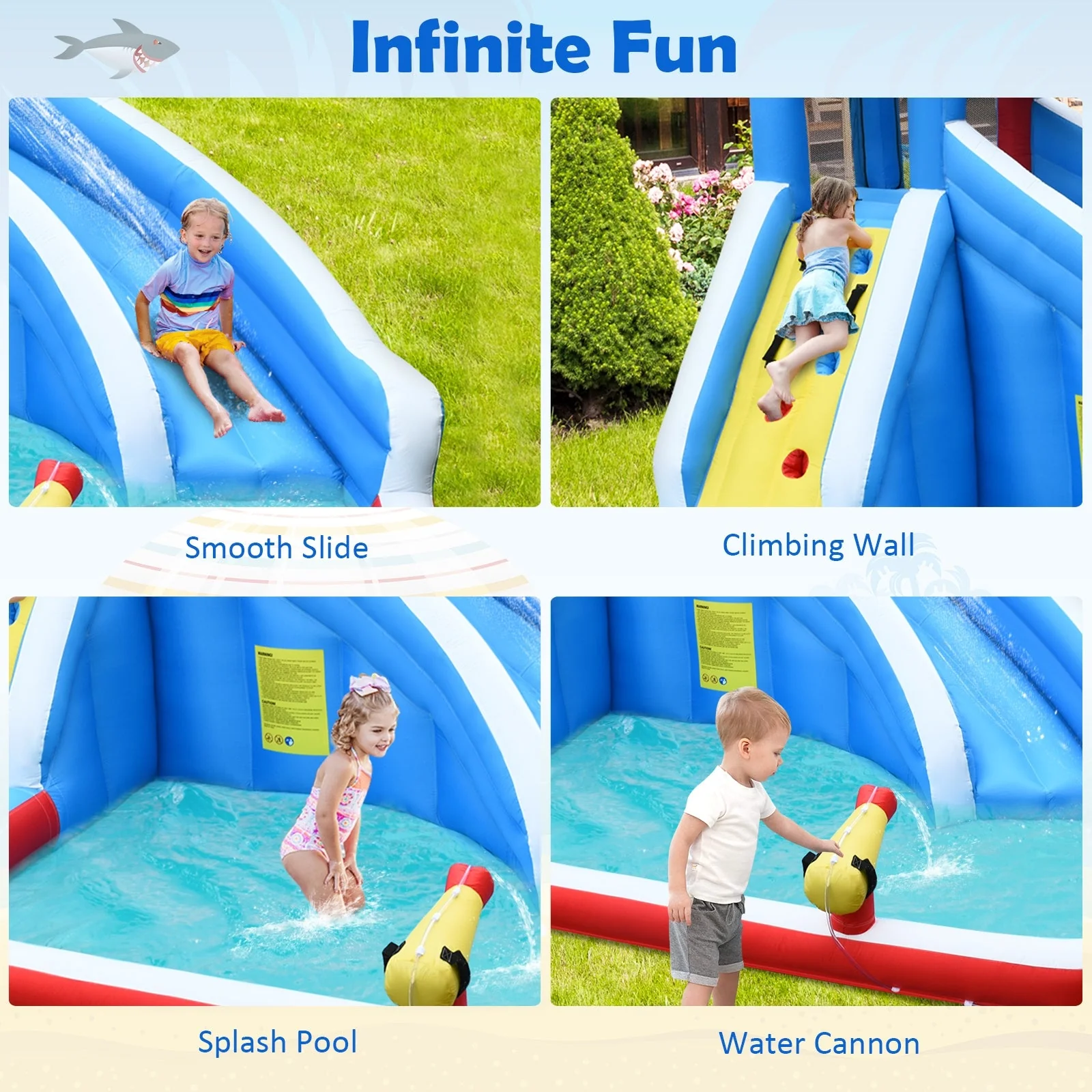4-in-1 Inflatable Water Slide Park with Long Slide and 735W Blower - Image 7