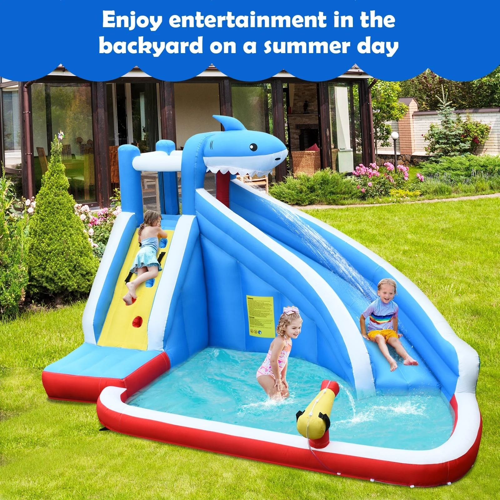 4-in-1 Inflatable Water Slide Park with Long Slide and 735W Blower - Image 8