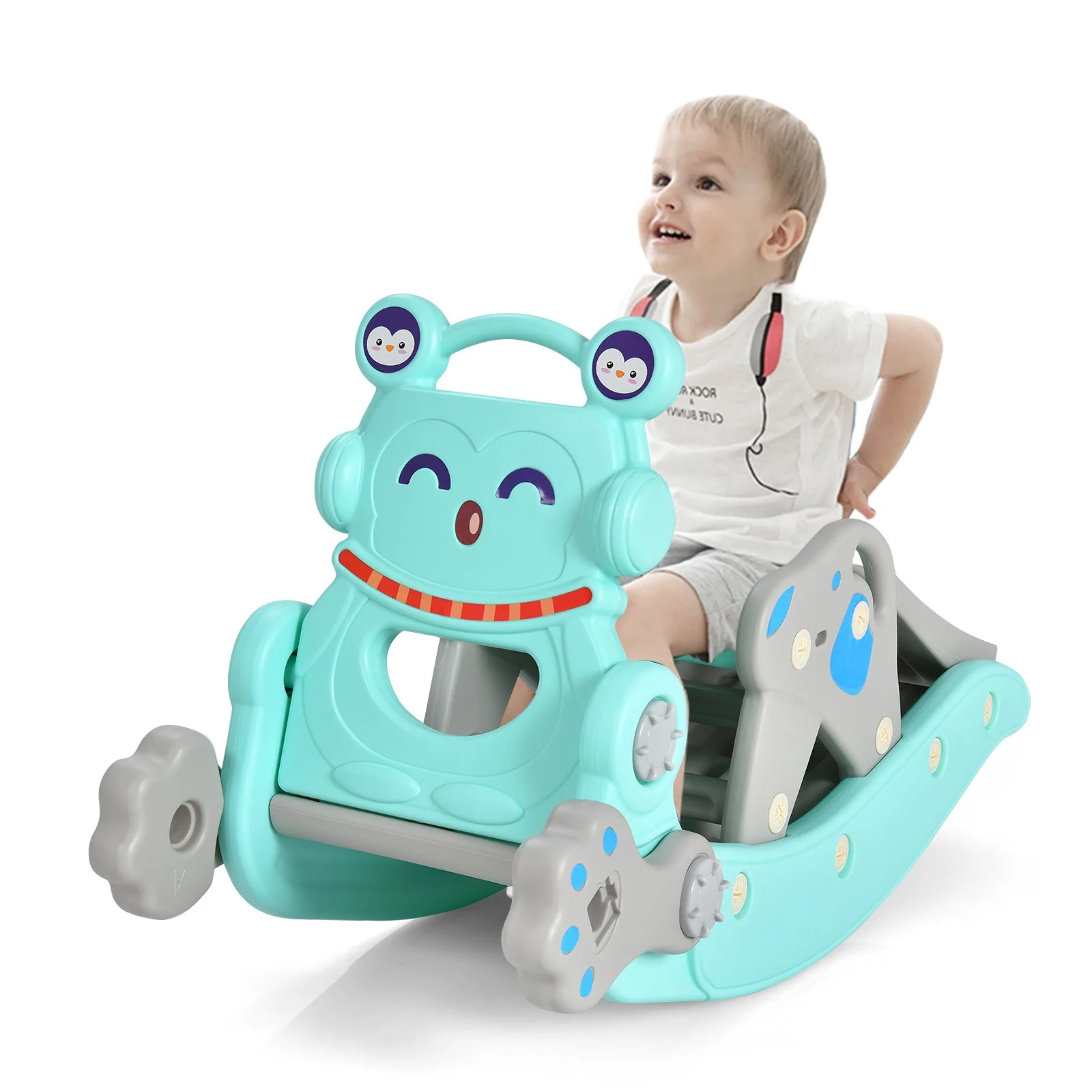4-in-1 Rocking Horse and Slide Set for Kids-Blue - Image 6