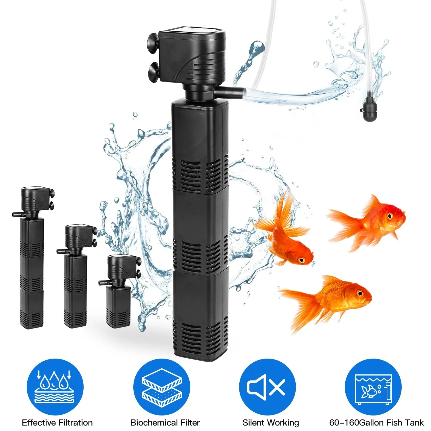 4 in 1 Submersible Aquarium Filter for 60 to 160Gallon Fish Tank Powerful Internal Fish Tank Filter with Biochemical Cotton Filter For Saltwater Fresh - Image 5