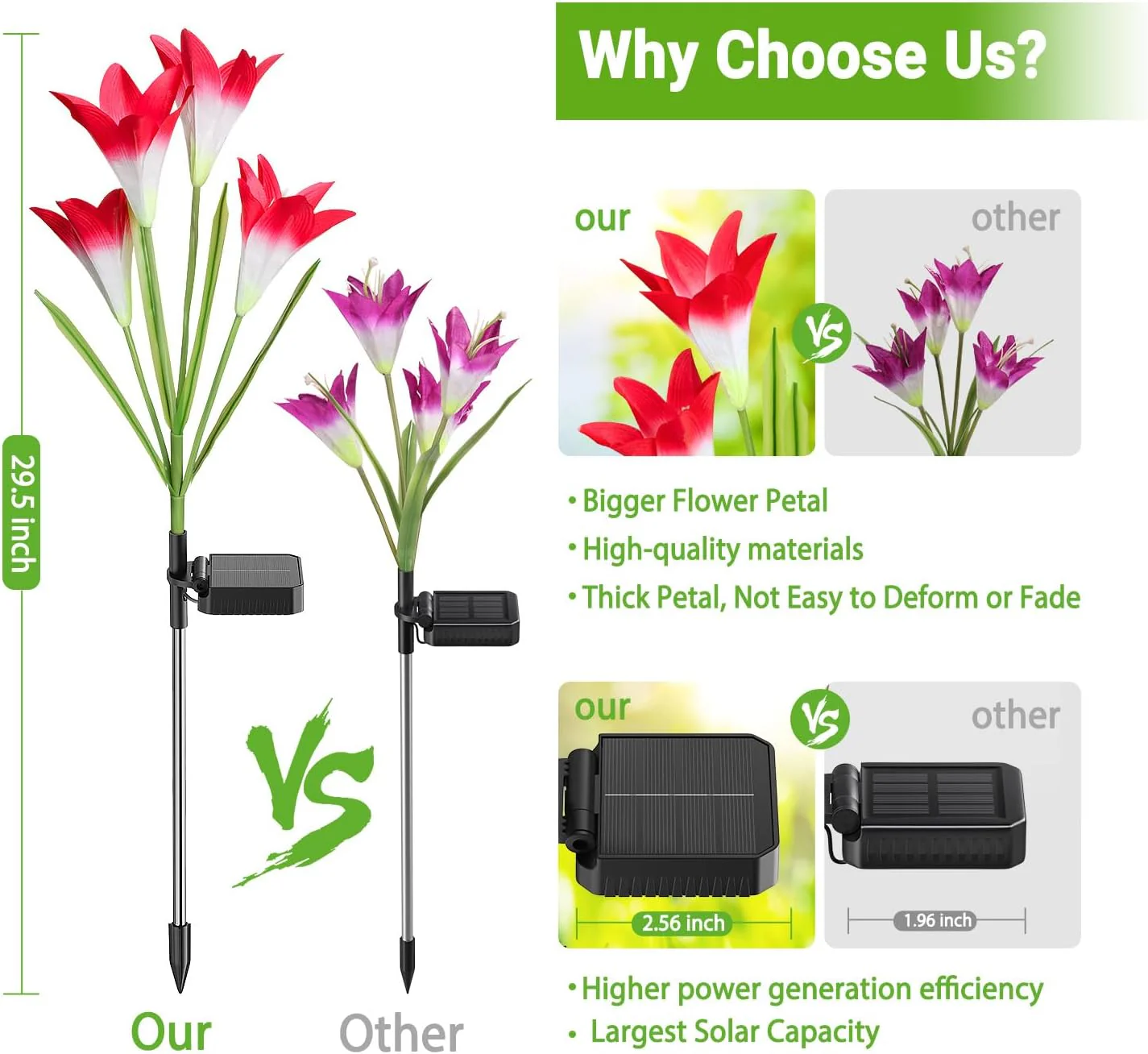 4-Pack Solar Powered Garden Flowers with Lights - Waterproof, Easy Install, No Wiring Needed - Image 14