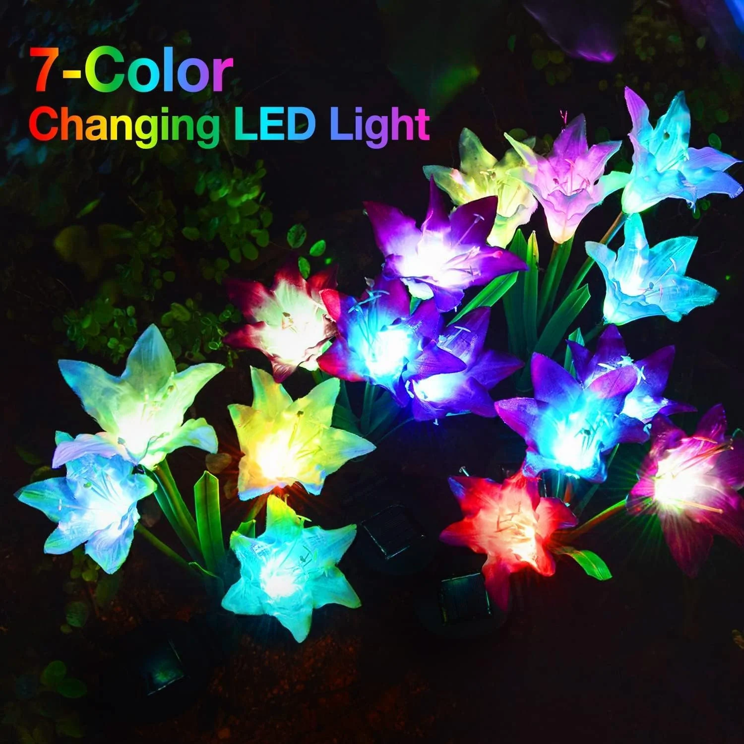 4-Pack Solar Powered Garden Flowers with Lights - Waterproof, Easy Install, No Wiring Needed - Image 15