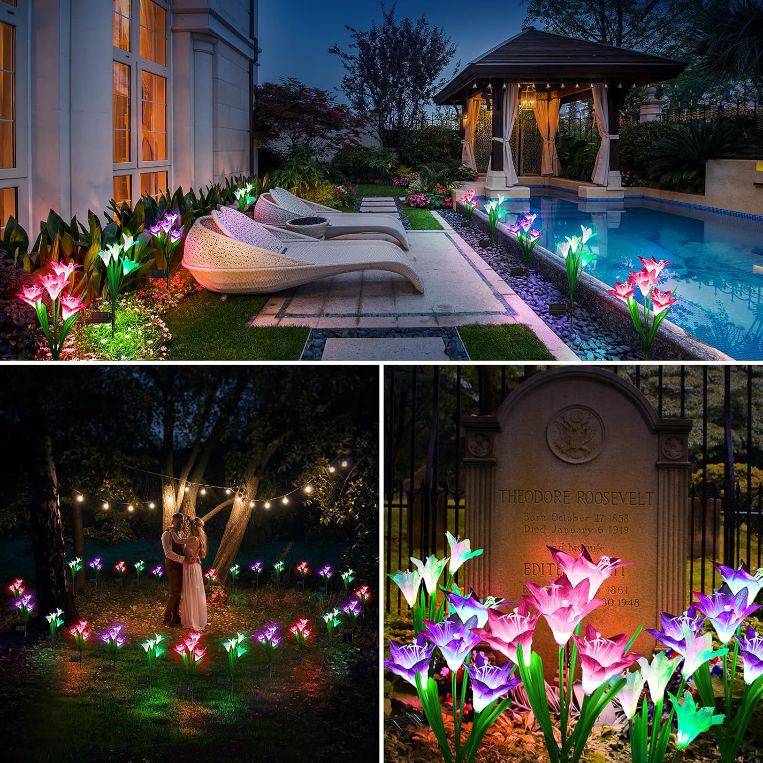 4-Pack Solar Powered Garden Flowers with Lights - Waterproof, Easy Install, No Wiring Needed - Image 16