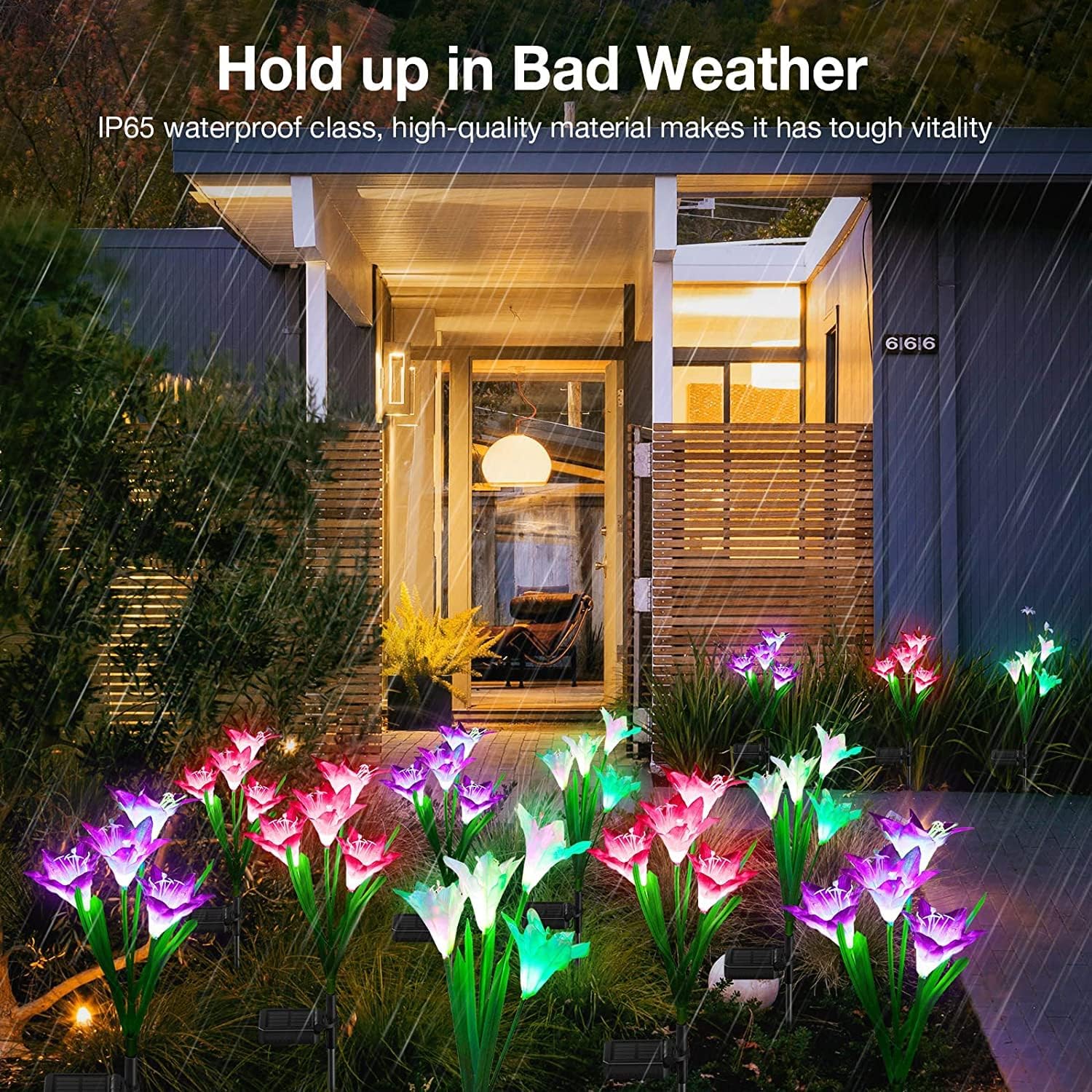 4-Pack Solar Powered Garden Flowers with Lights - Waterproof, Easy Install, No Wiring Needed - Image 19