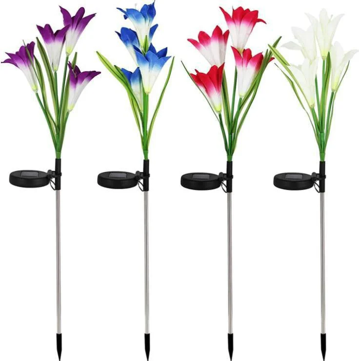 4-Pack Solar Powered Garden Flowers with Lights - Waterproof, Easy Install, No Wiring Needed - Image 2