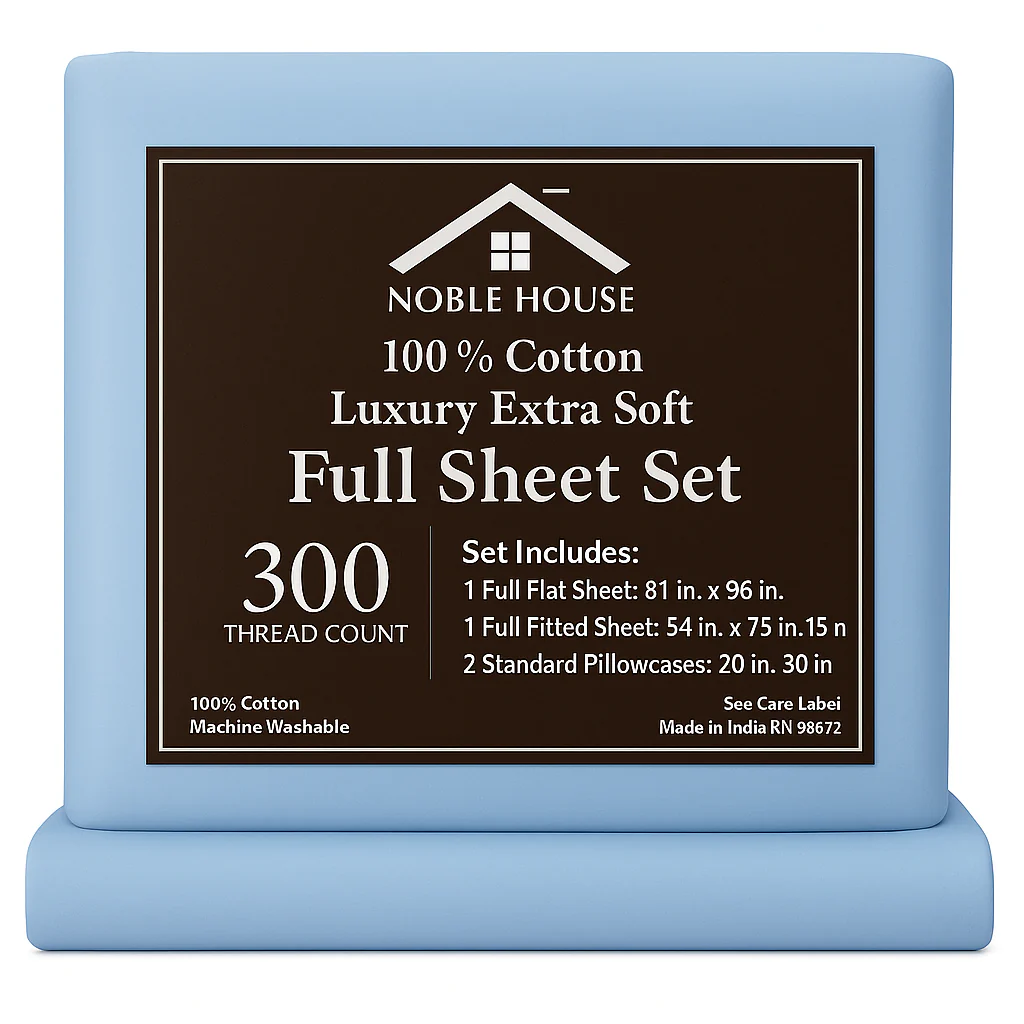 4-Piece 100% Cotton Solid Sheet Set – 300 Thread Count, Luxury Extra Soft - Image 10