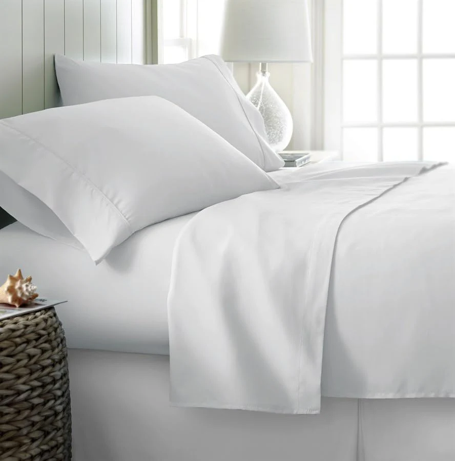 4-Piece 100% Cotton Solid Sheet Set – 300 Thread Count, Luxury Extra Soft - Image 4